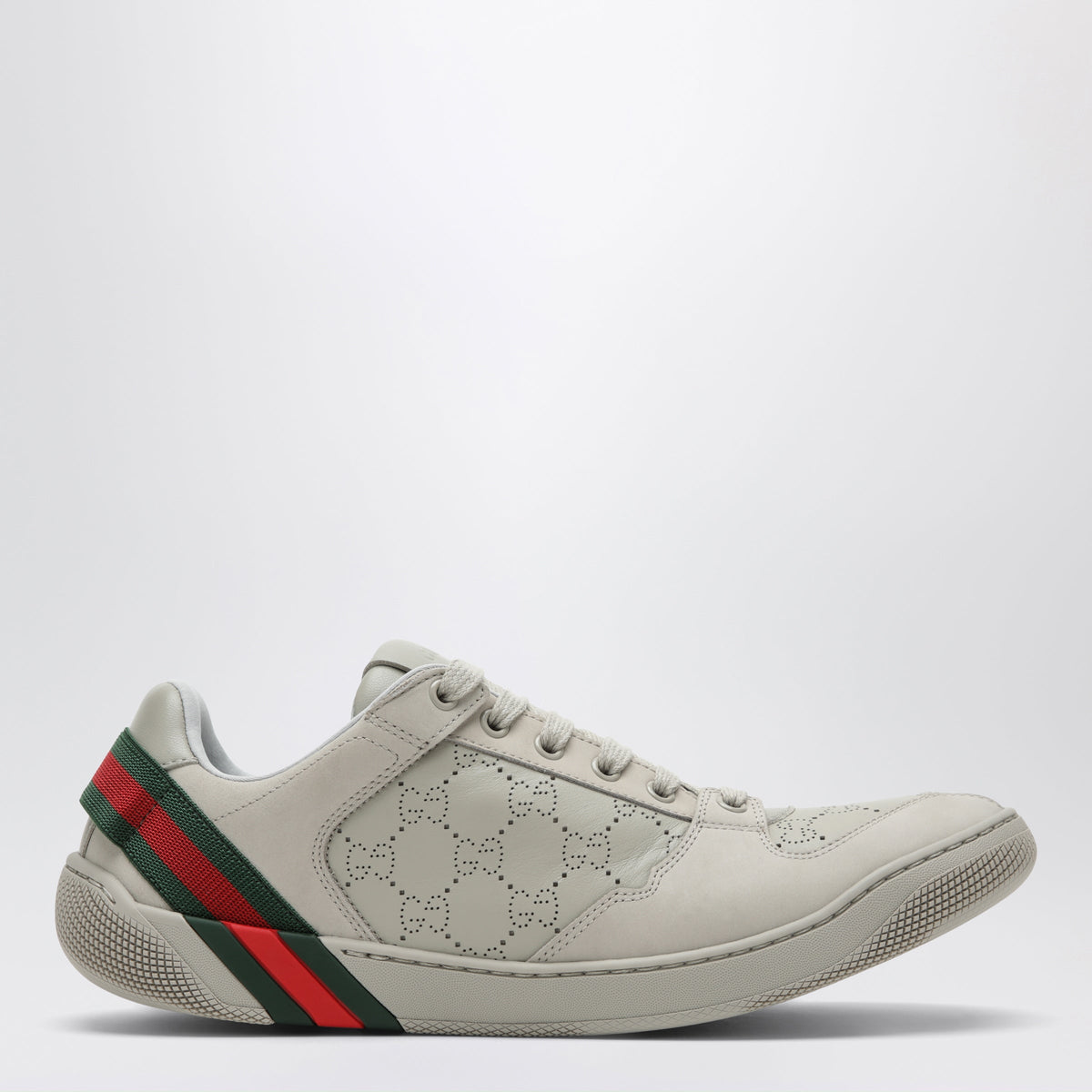 Gucci Grey Sneakers With Perforated Gg Motif Men GUCCI