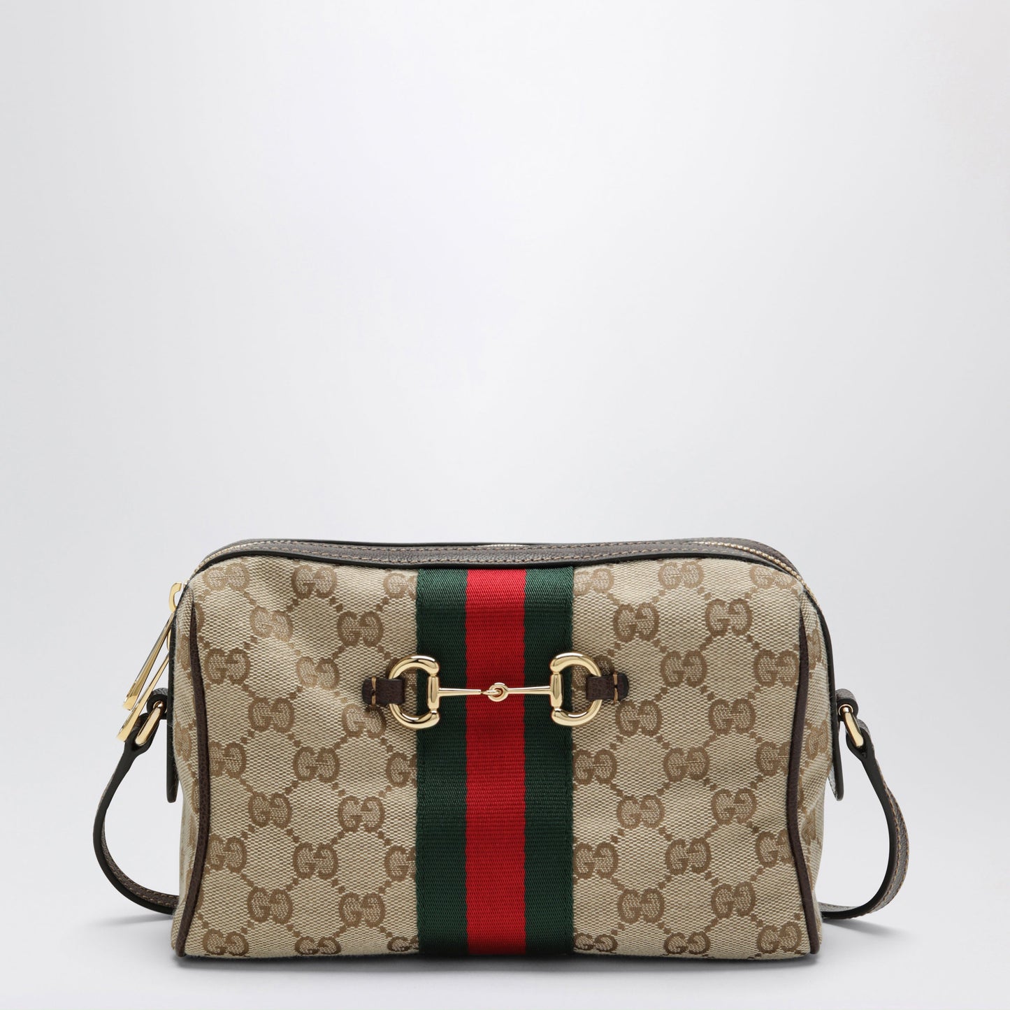 Gucci Small Horsebit Web Camera Bag In Vintage Sand Fabric Women GUCCI