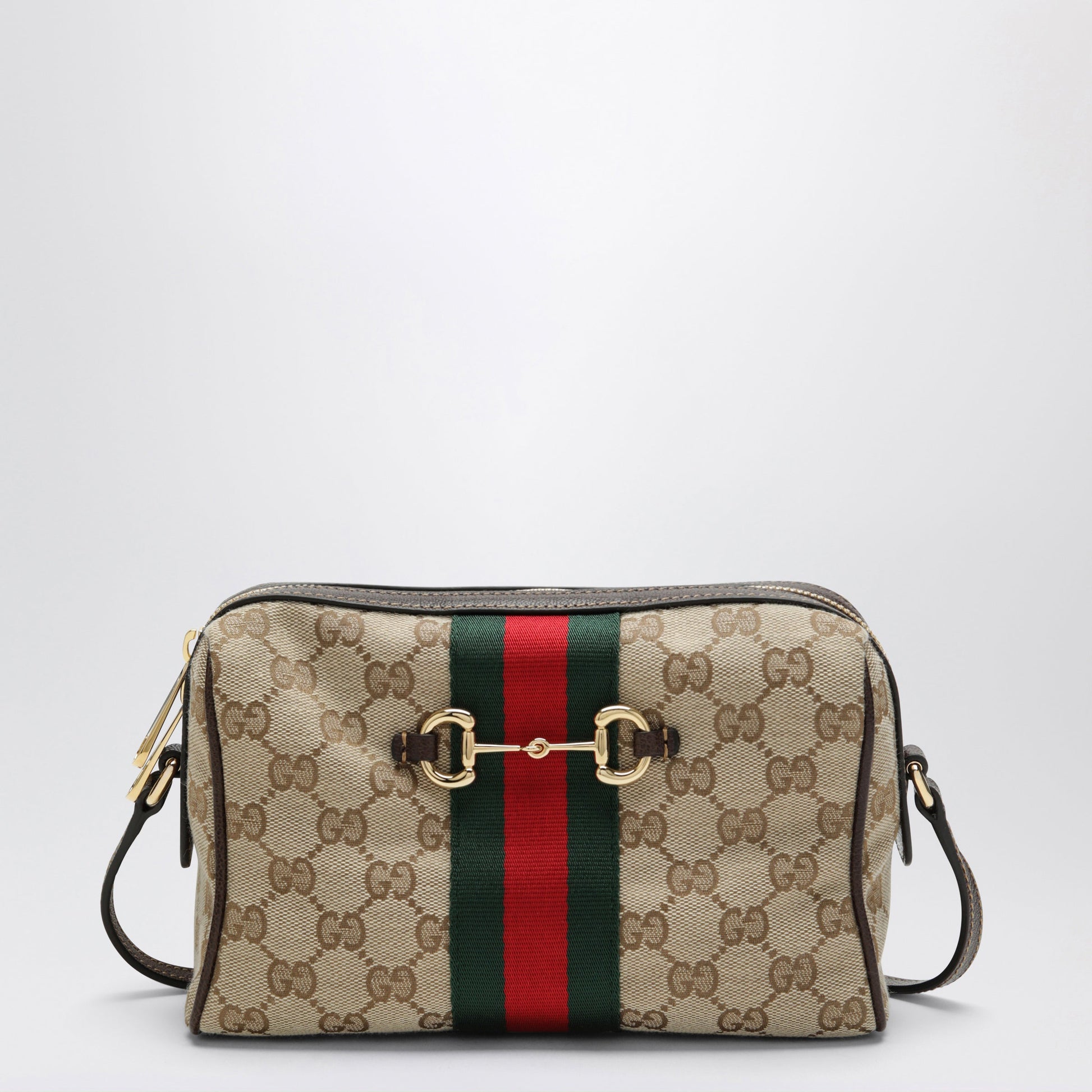 Gucci Small Horsebit Web Camera Bag In Vintage Sand Fabric Women GUCCI