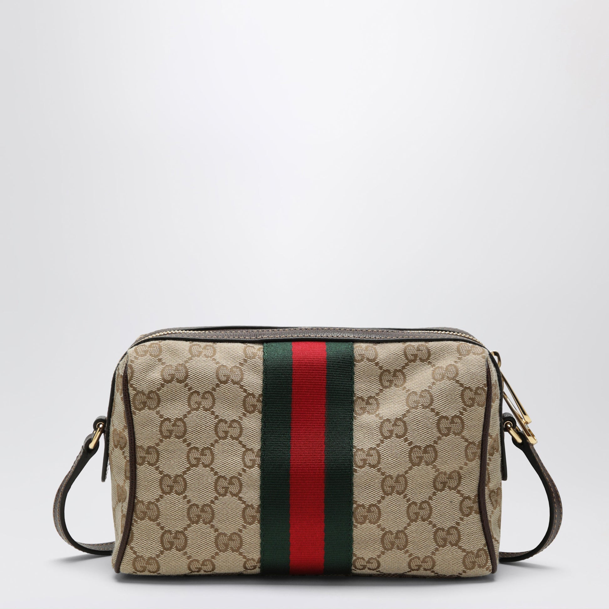 Gucci Small Horsebit Web Camera Bag In Vintage Sand Fabric Women GUCCI