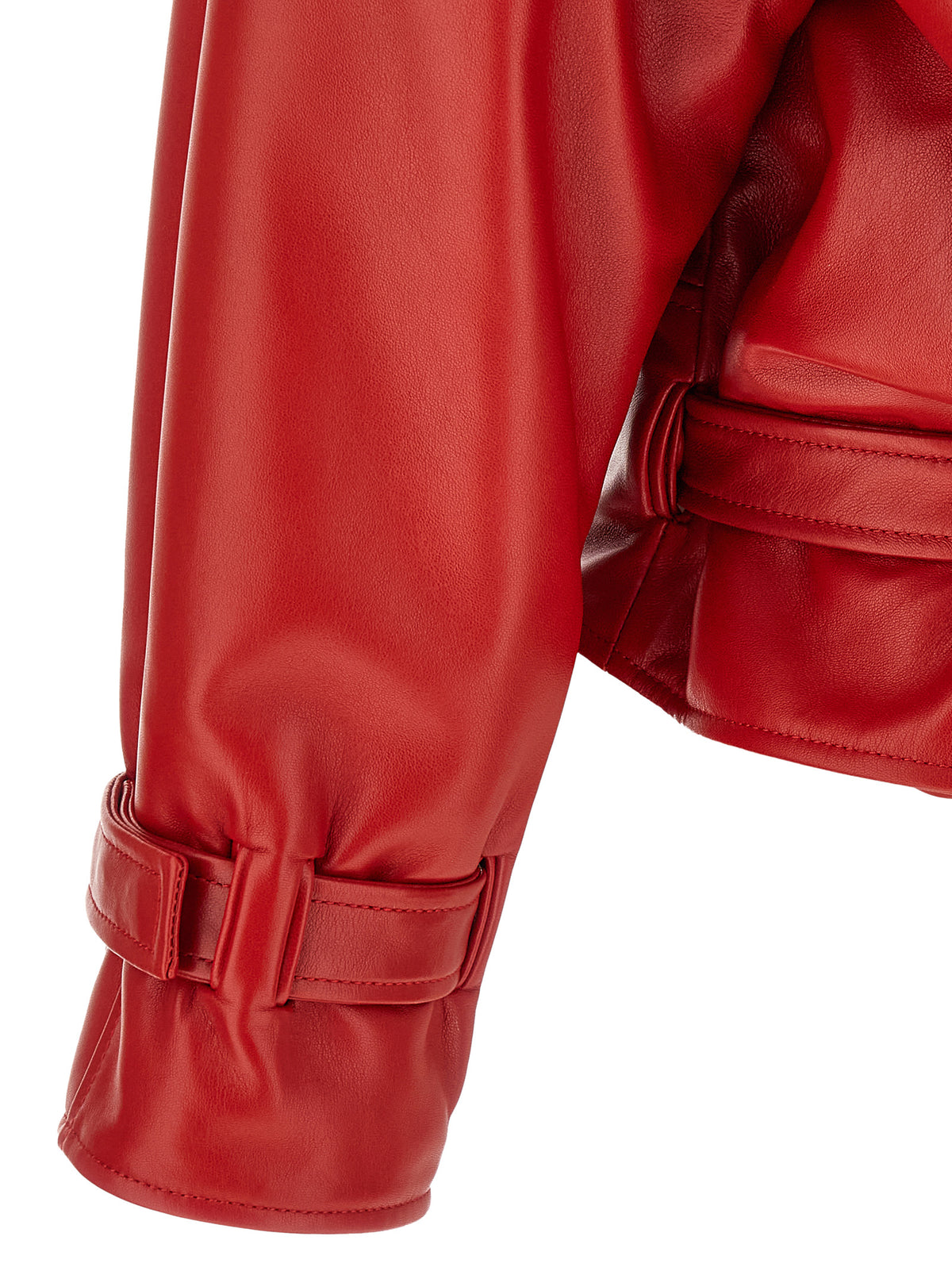 Balenciaga Women Red Leather 'Arrotondato' Bomber Jacket BALENCIAGA