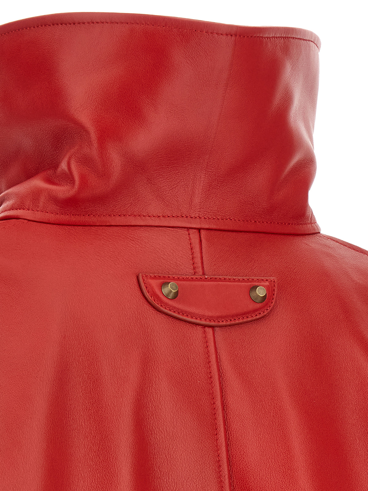 Balenciaga Women Red Leather 'Arrotondato' Bomber Jacket BALENCIAGA