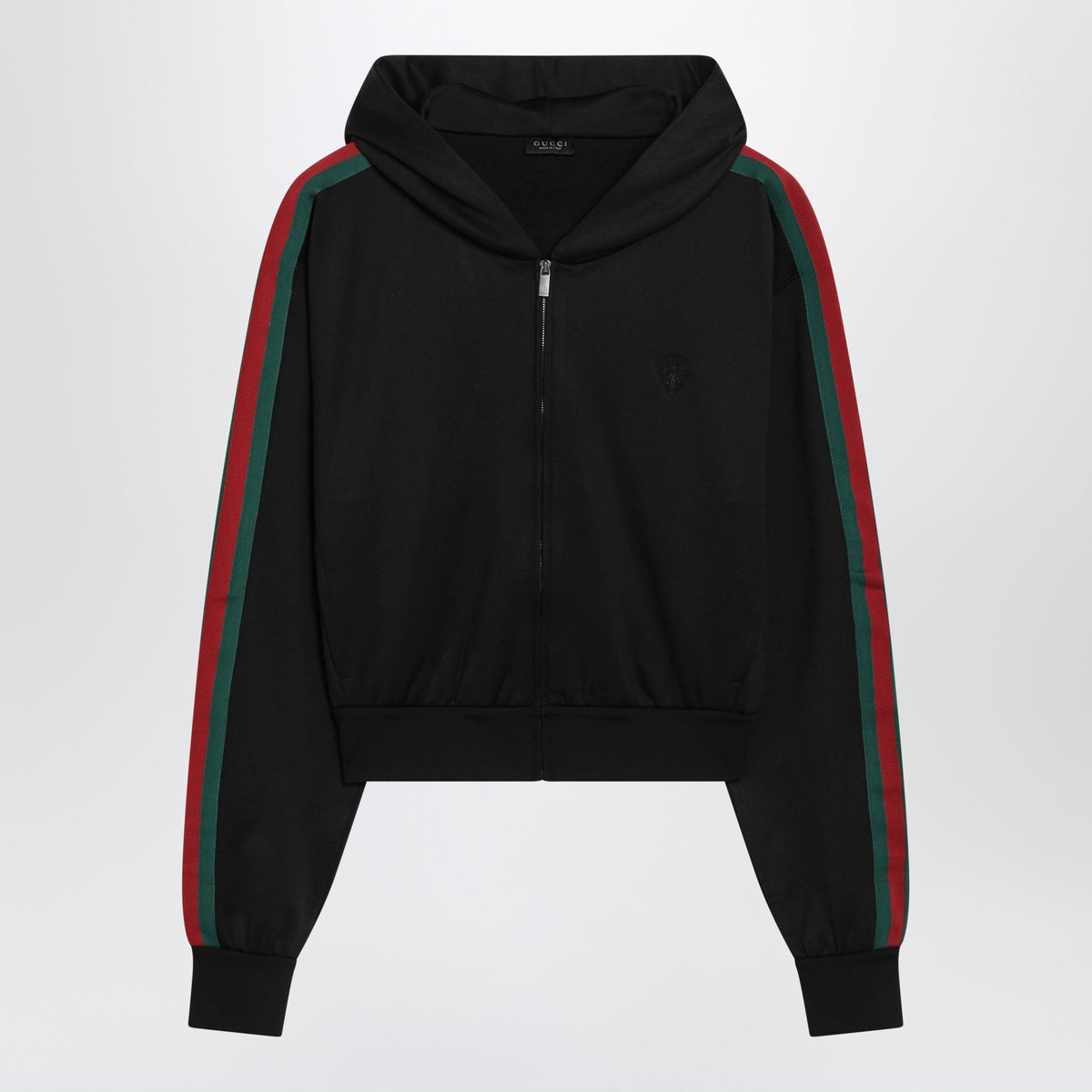 Gucci Black Cropped Zip-Up Sweatshirt In Cotton Blend Women GUCCI