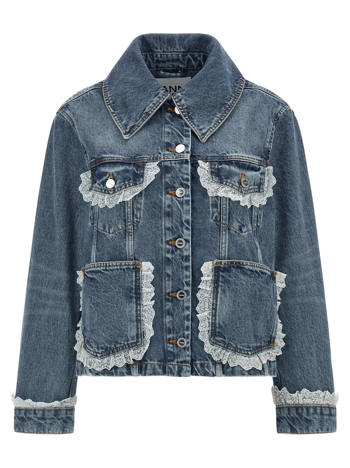 Ganni Women Denim And Lace Jacket GANNI
