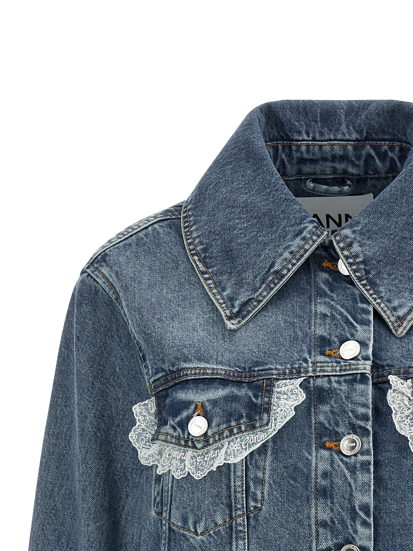 Ganni Women Denim And Lace Jacket GANNI