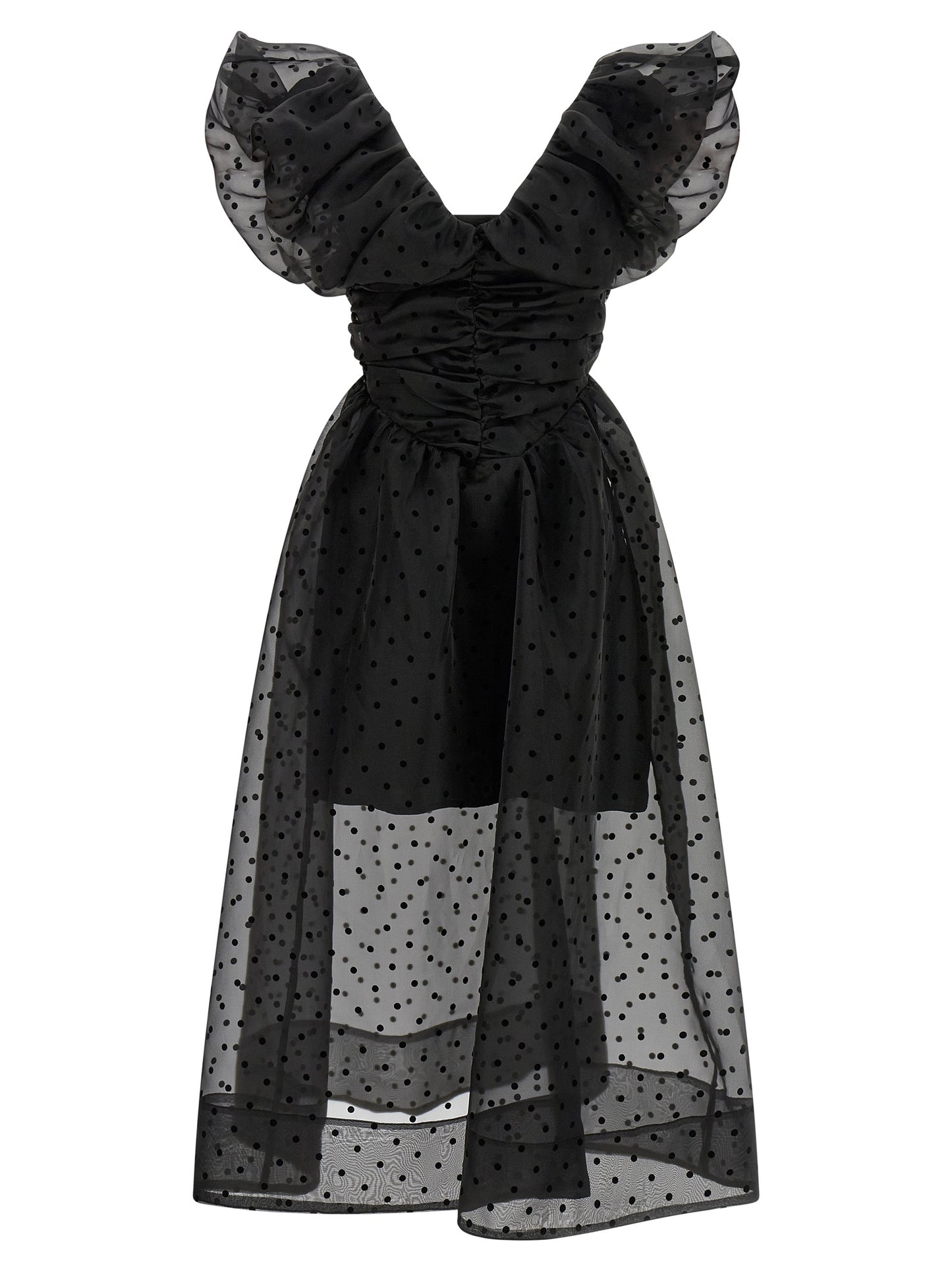 Ganni Women 'Black Organza Ruched' Dress GANNI