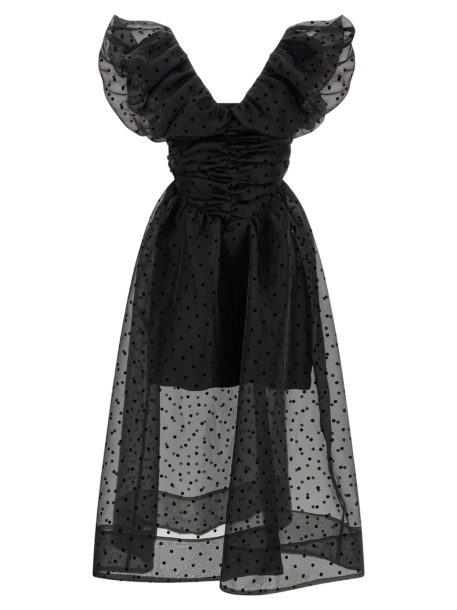 Ganni Women 'Black Organza Ruched' Dress GANNI