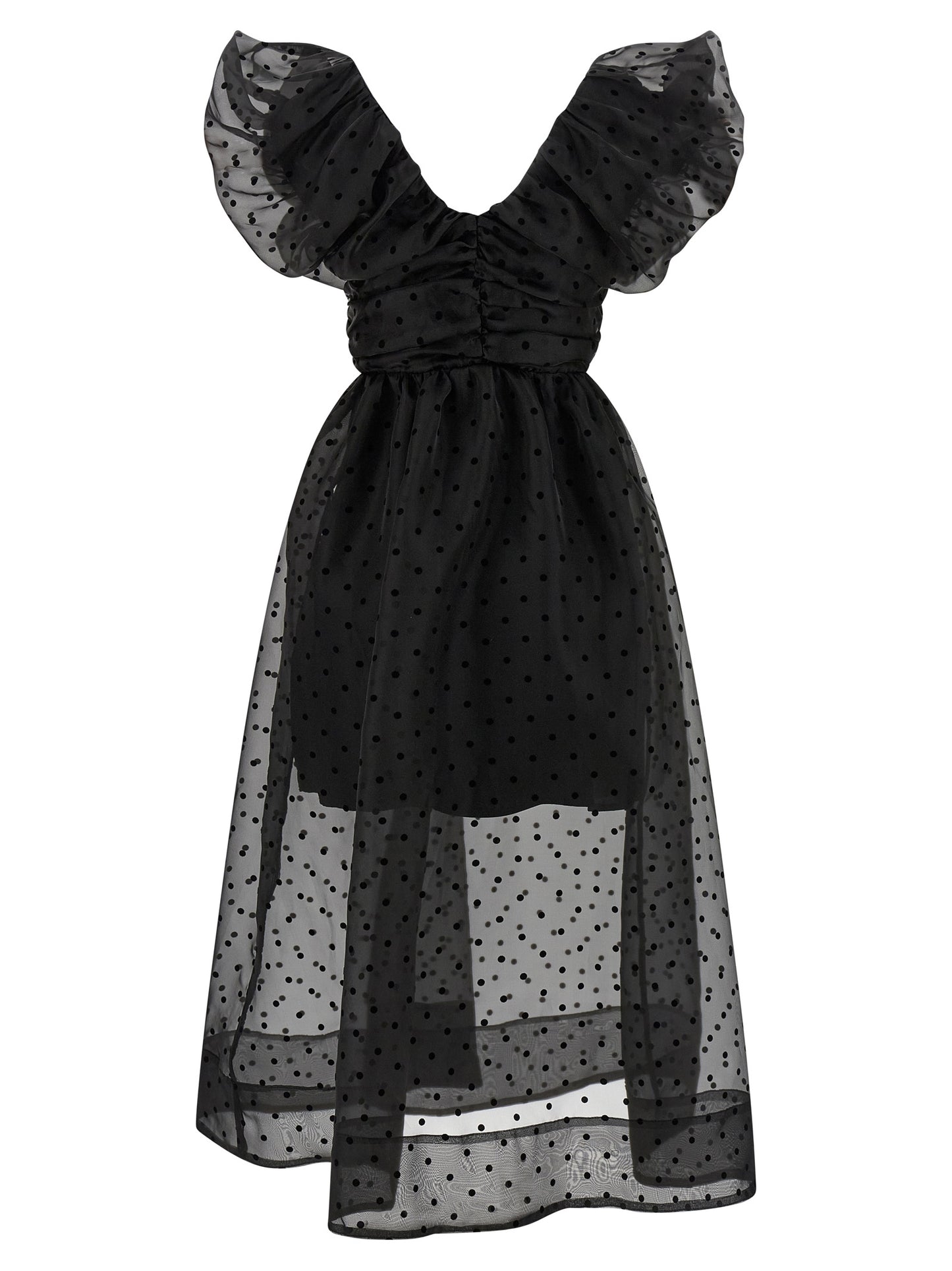 Ganni Women 'Black Organza Ruched' Dress GANNI