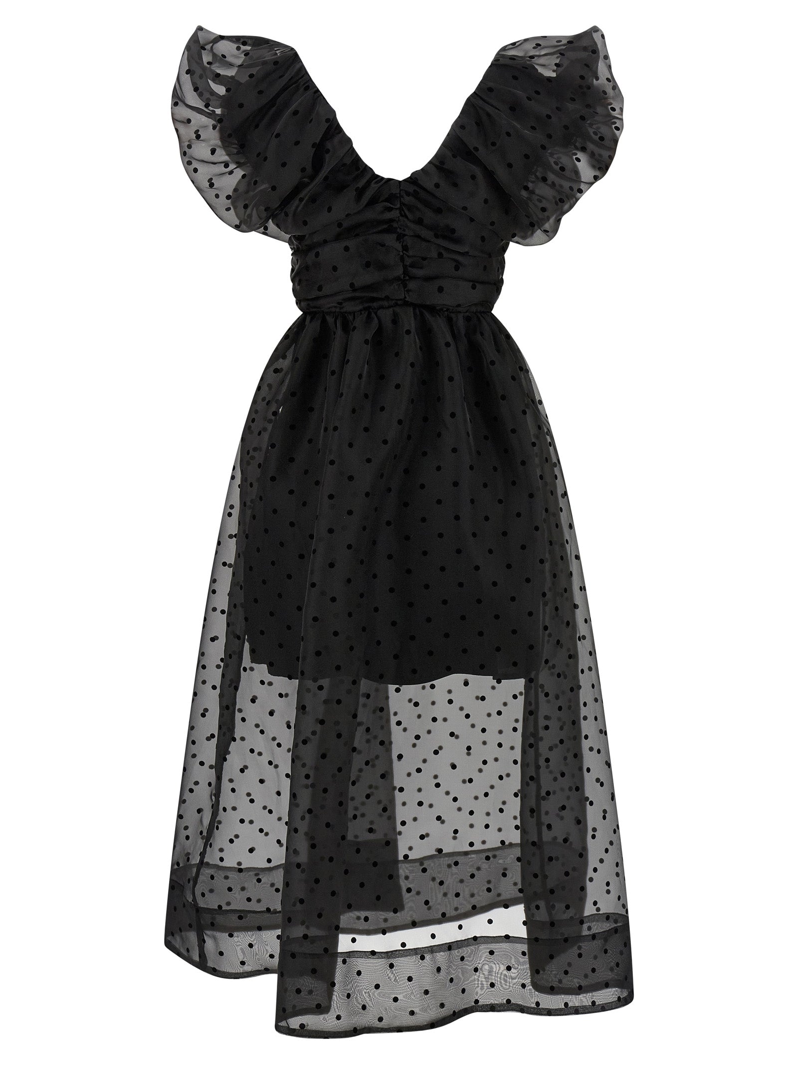 Ganni Women 'Black Organza Ruched' Dress GANNI