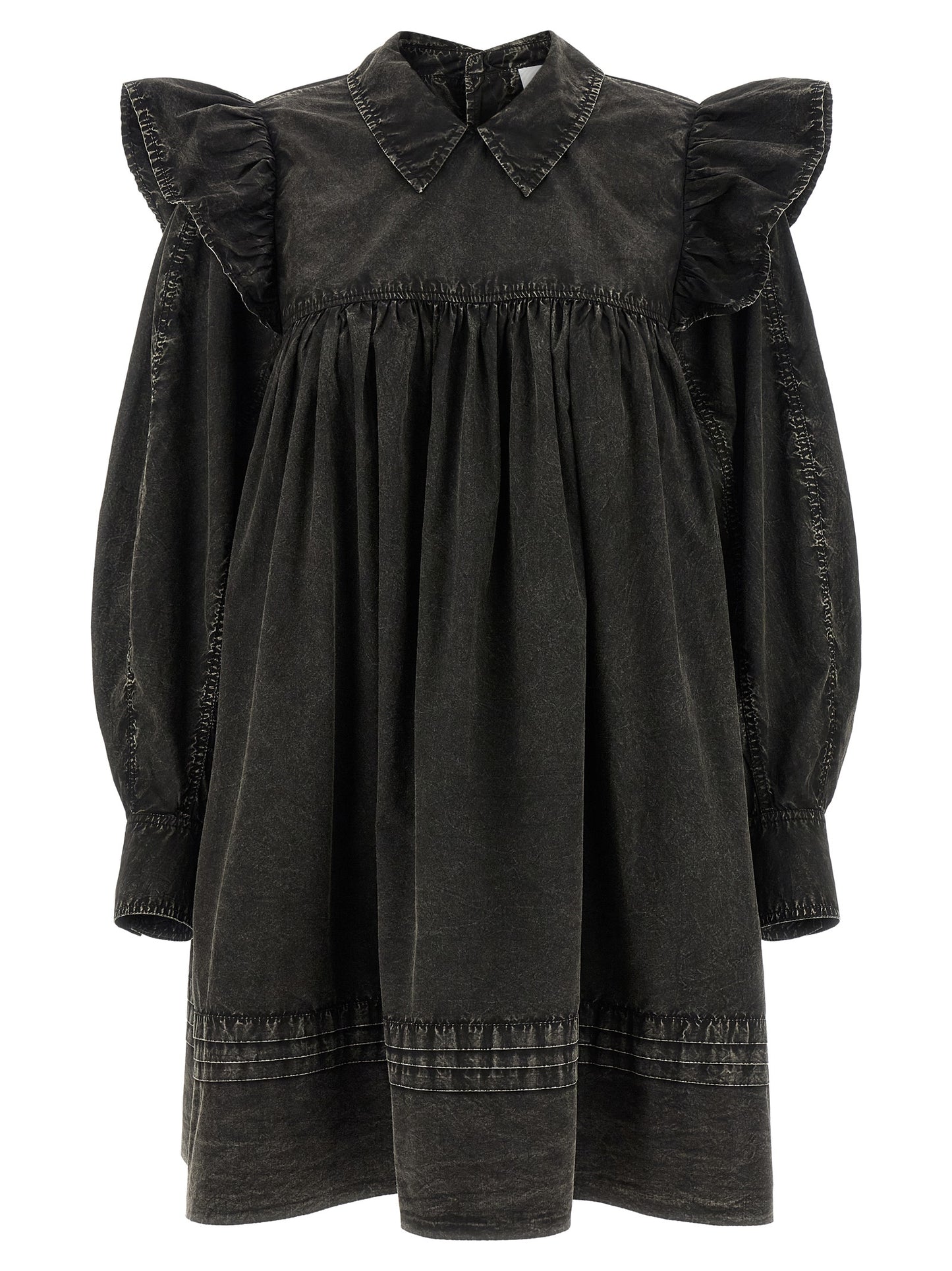 Ganni Women 'Black Washed Mini Shirt' Dress GANNI