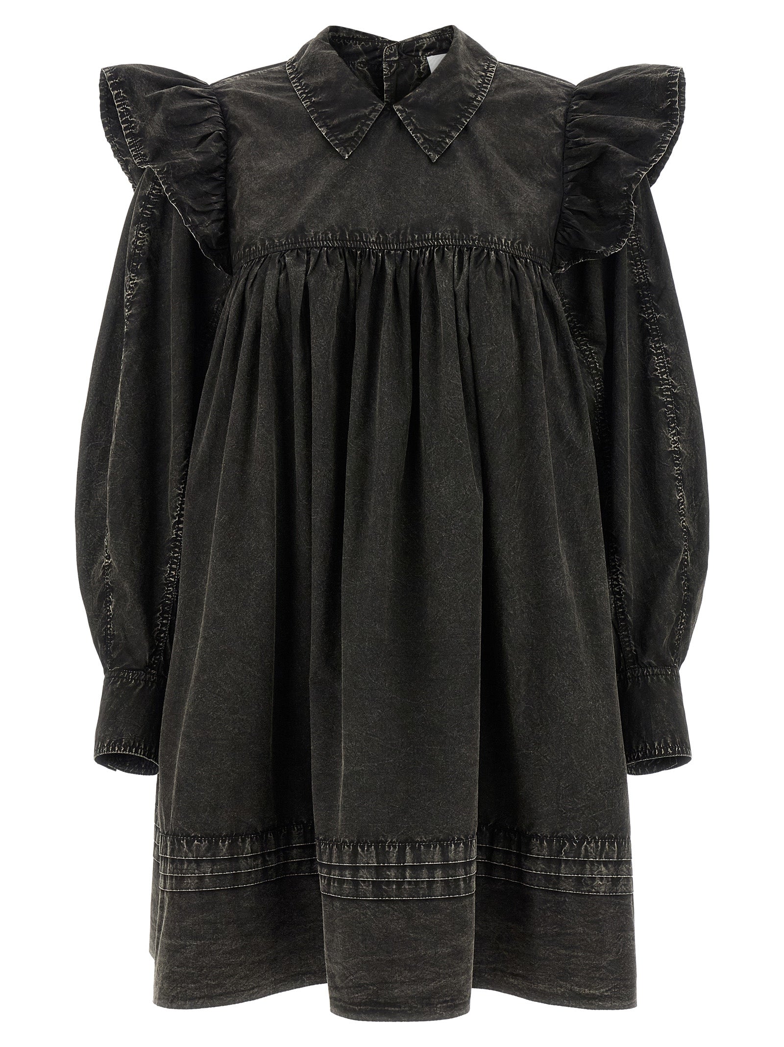 Ganni Women 'Black Washed Mini Shirt' Dress GANNI