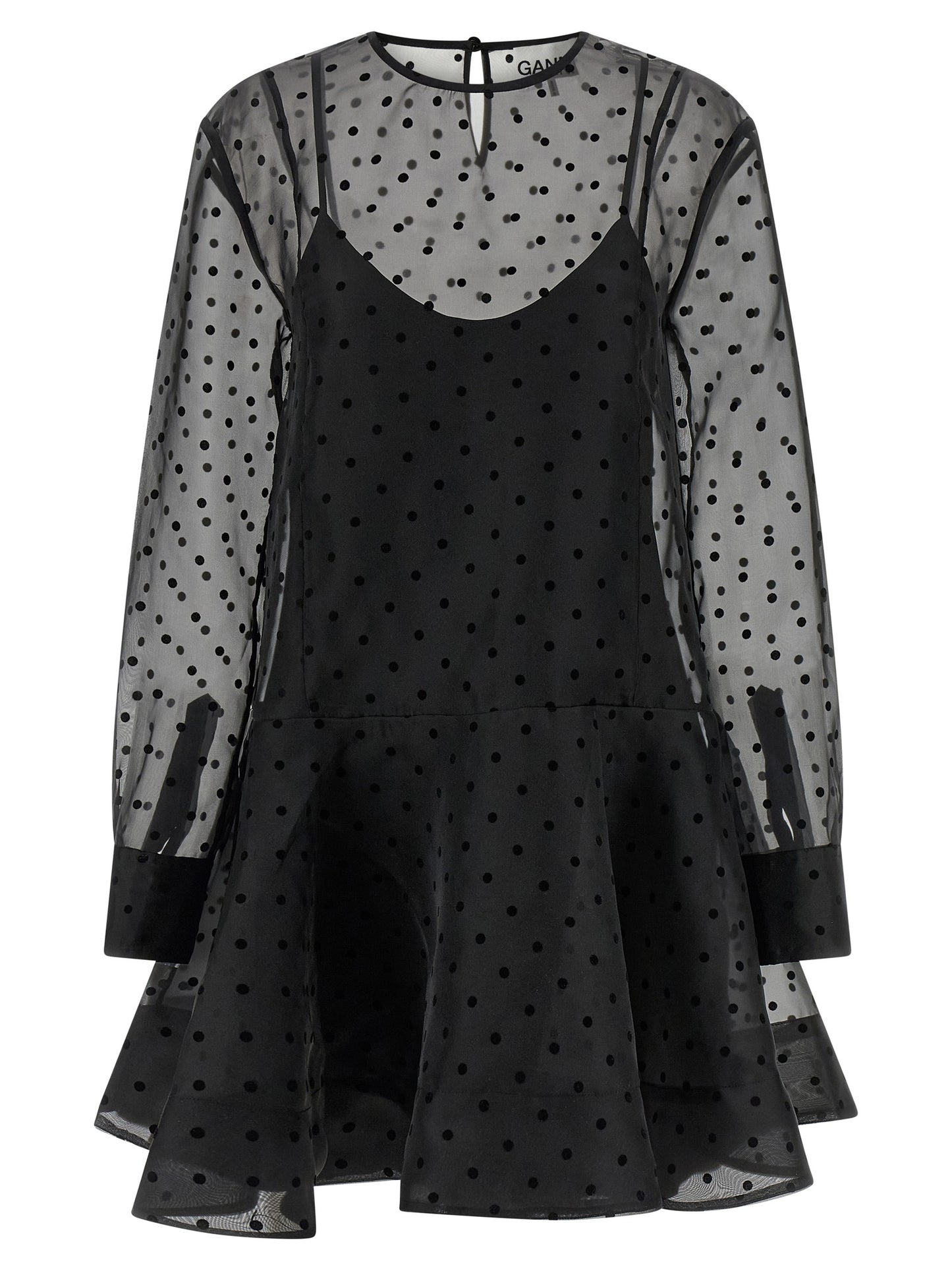 Ganni Women 'Black Organza Circle Collar' Dress GANNI