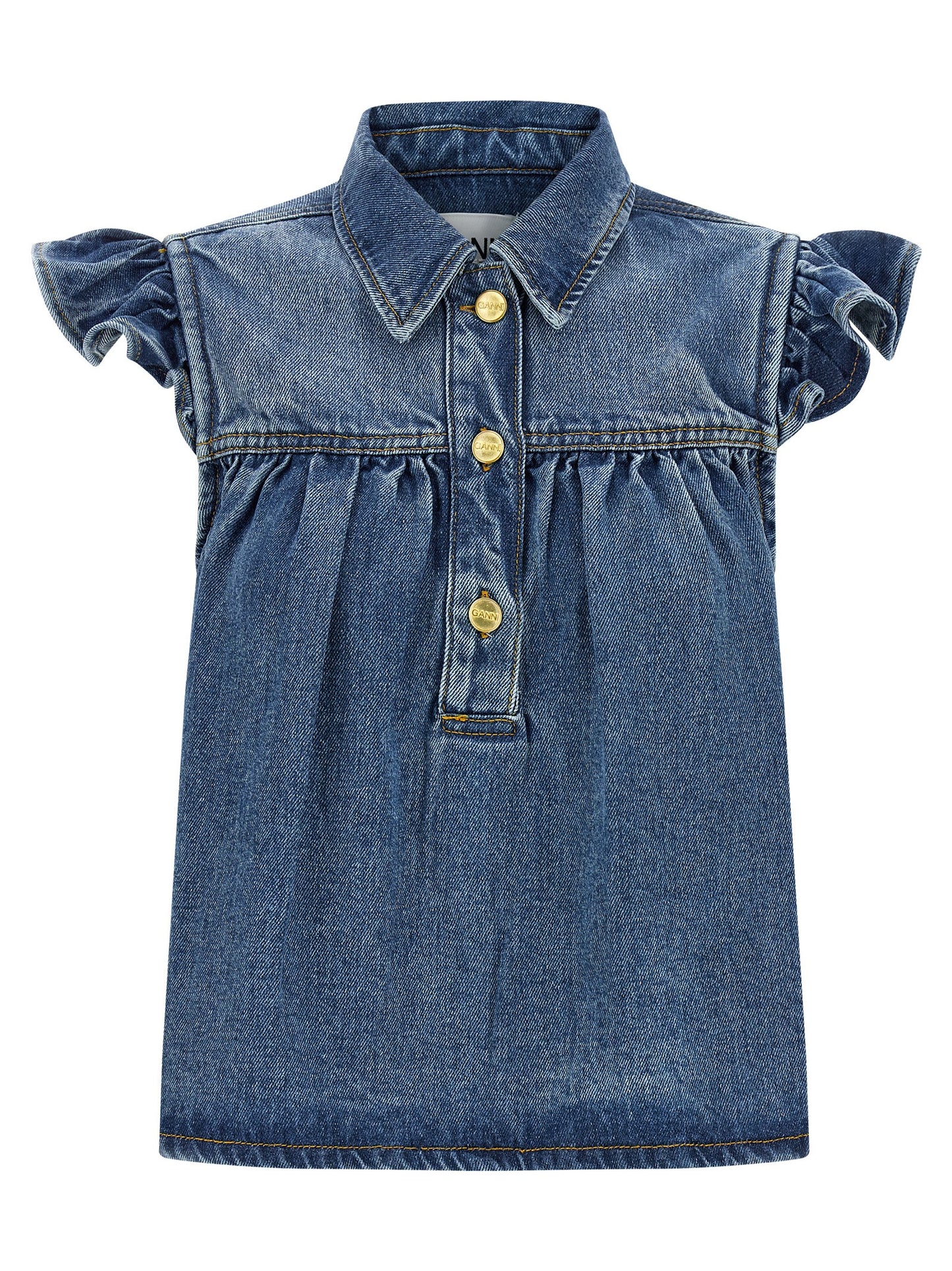 Ganni Women 'Denim Ruffle' Top GANNI
