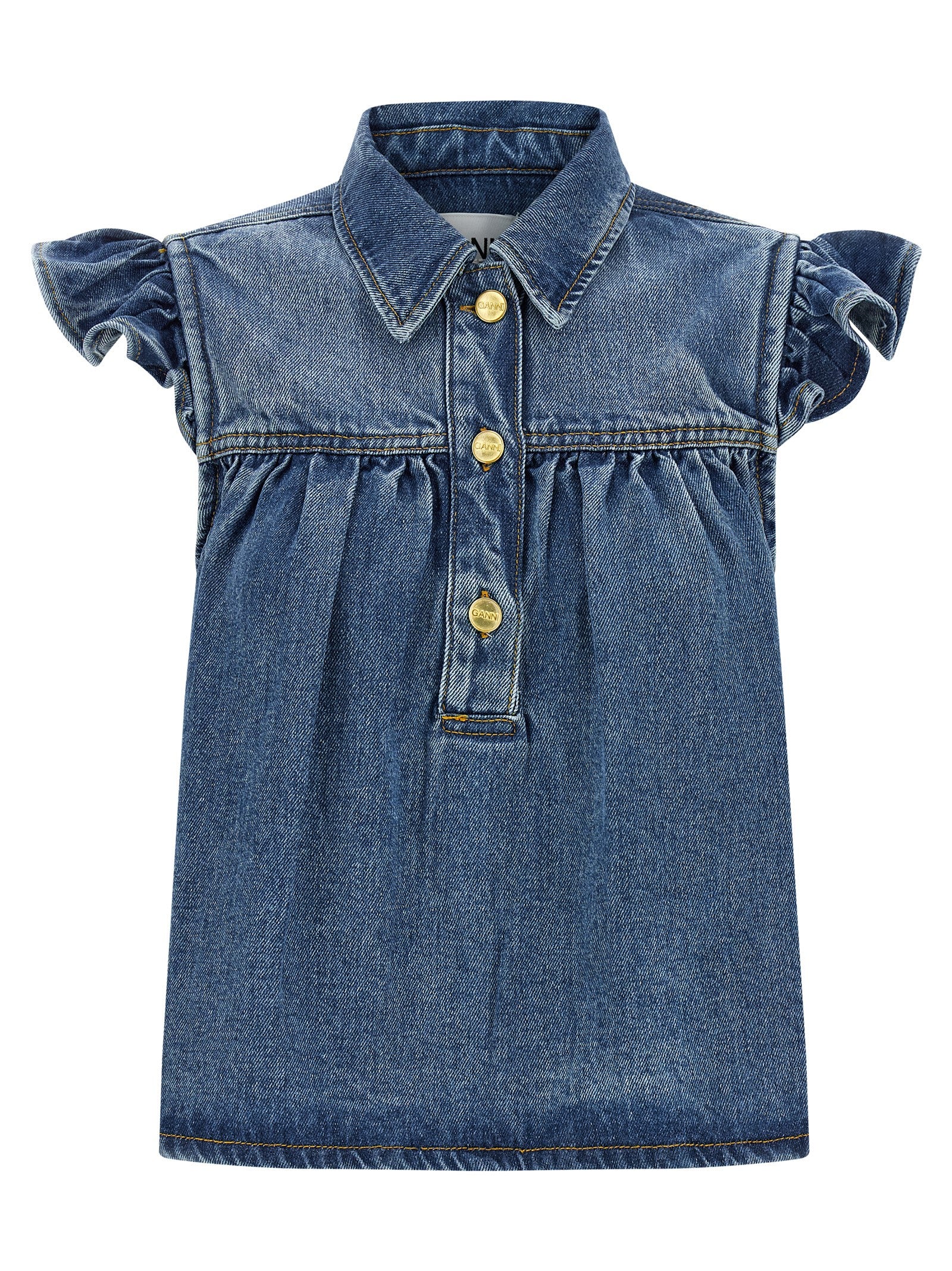 Ganni Women 'Denim Ruffle' Top GANNI