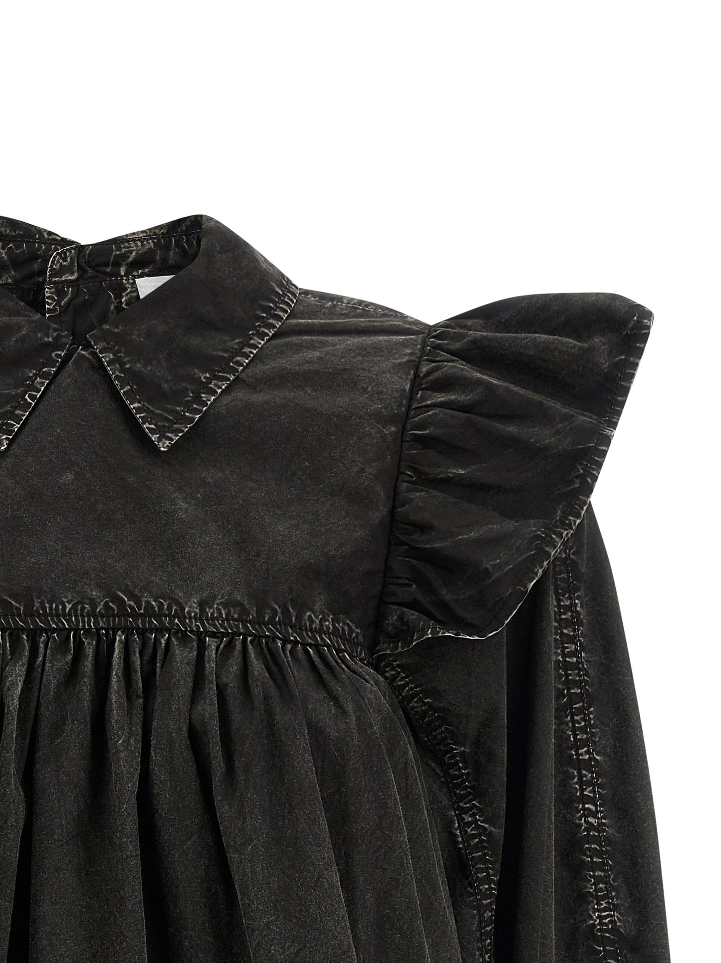 Ganni Women 'Black Washed Frill' Blouse GANNI