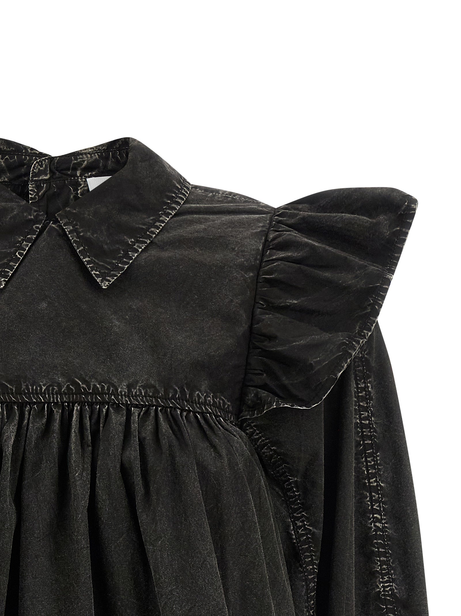 Ganni Women 'Black Washed Frill' Blouse GANNI