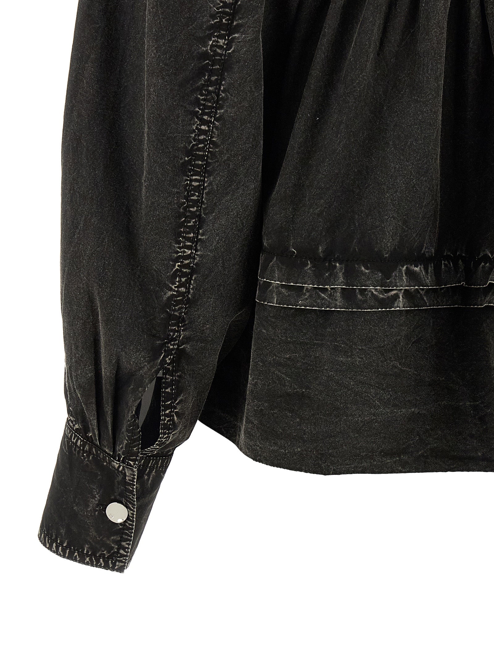 Ganni Women 'Black Washed Frill' Blouse GANNI