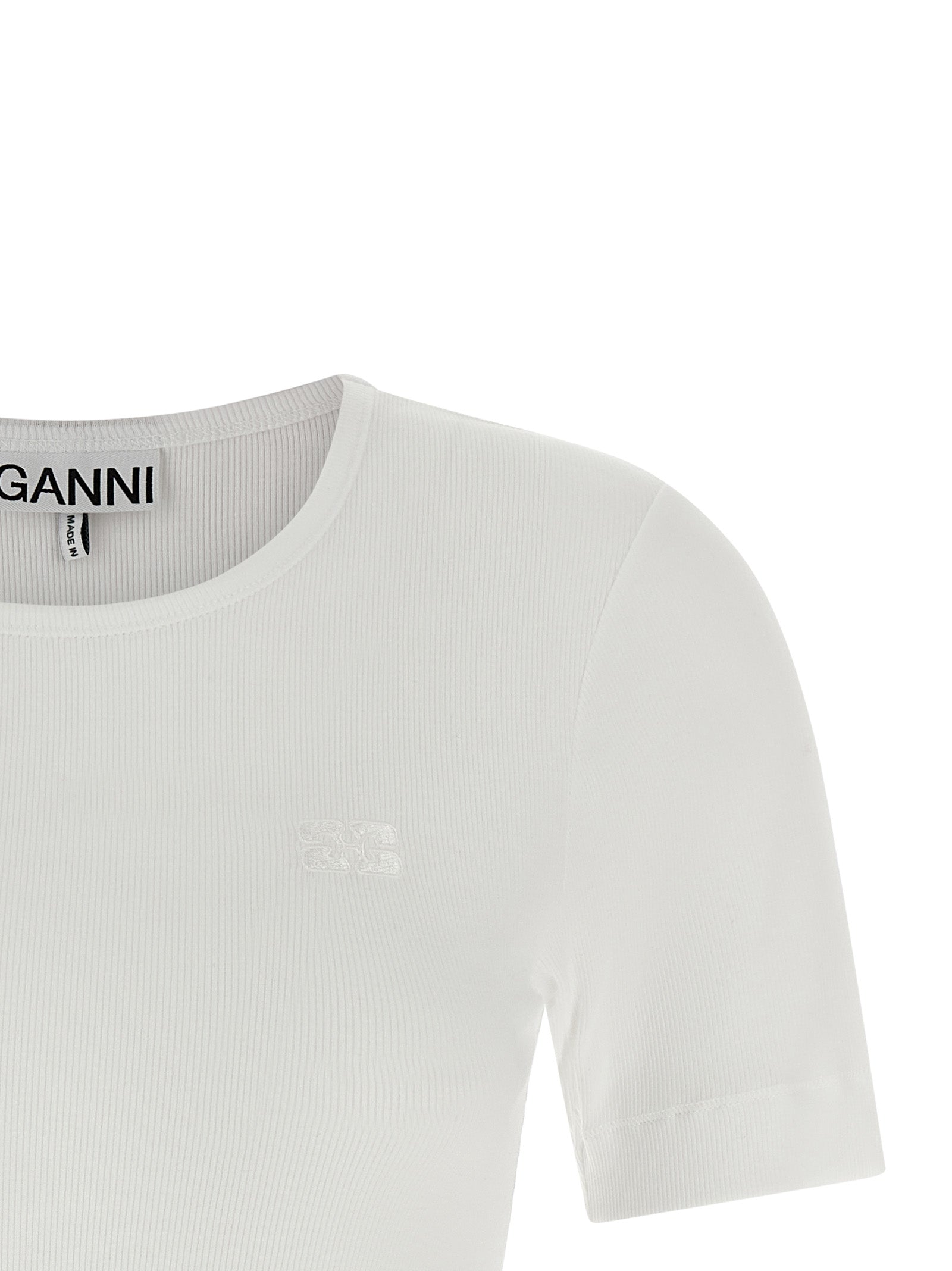 Ganni Women Logo Embroidery T-Shirt GANNI