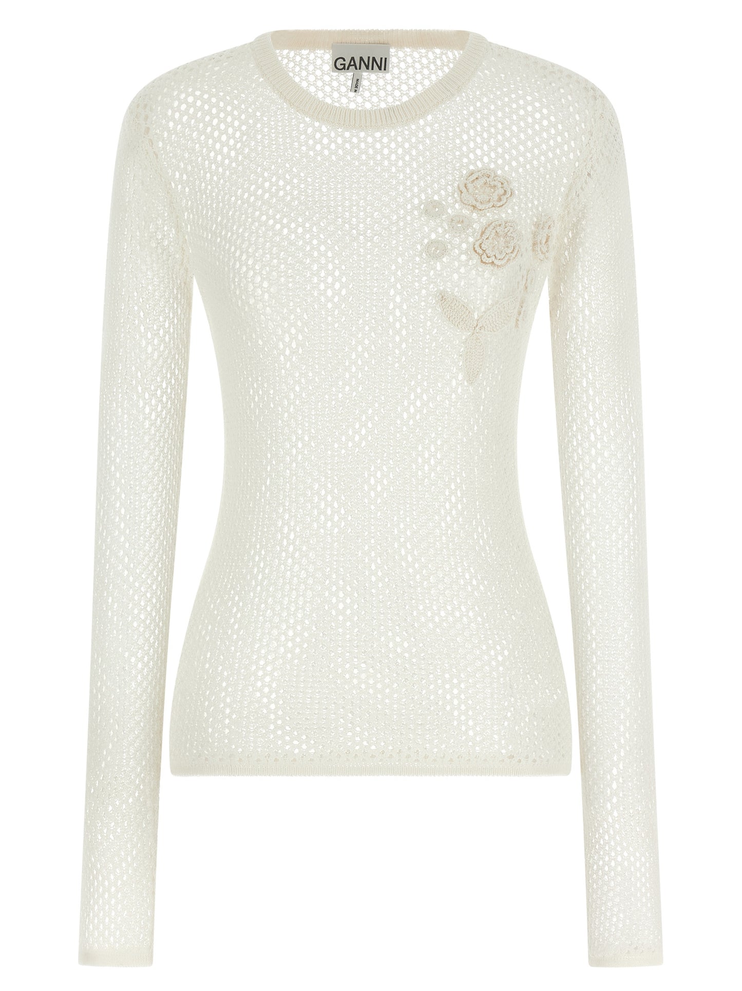 Ganni Women Pointelle Cotton Sweater GANNI