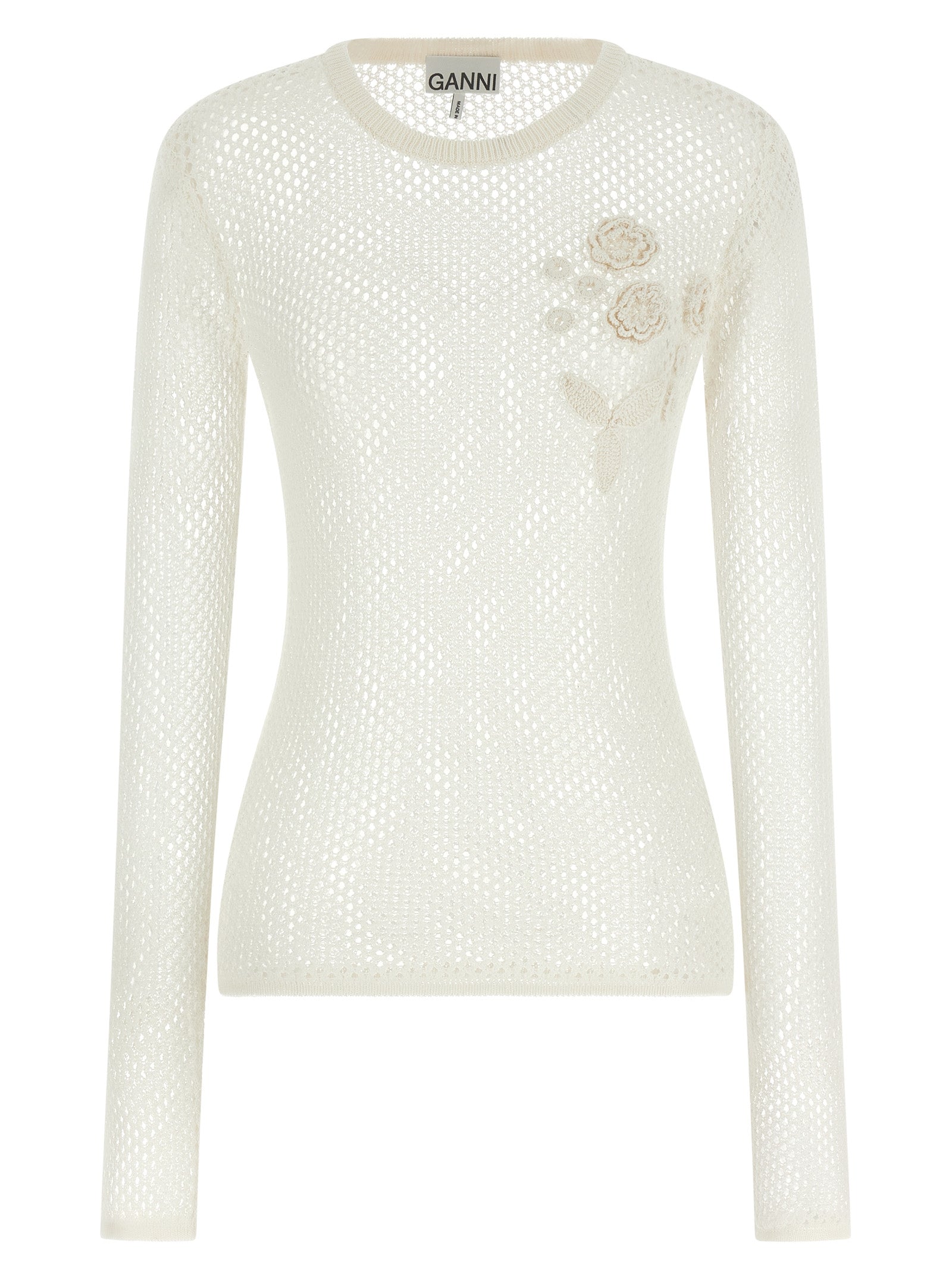 Ganni Women Pointelle Cotton Sweater GANNI