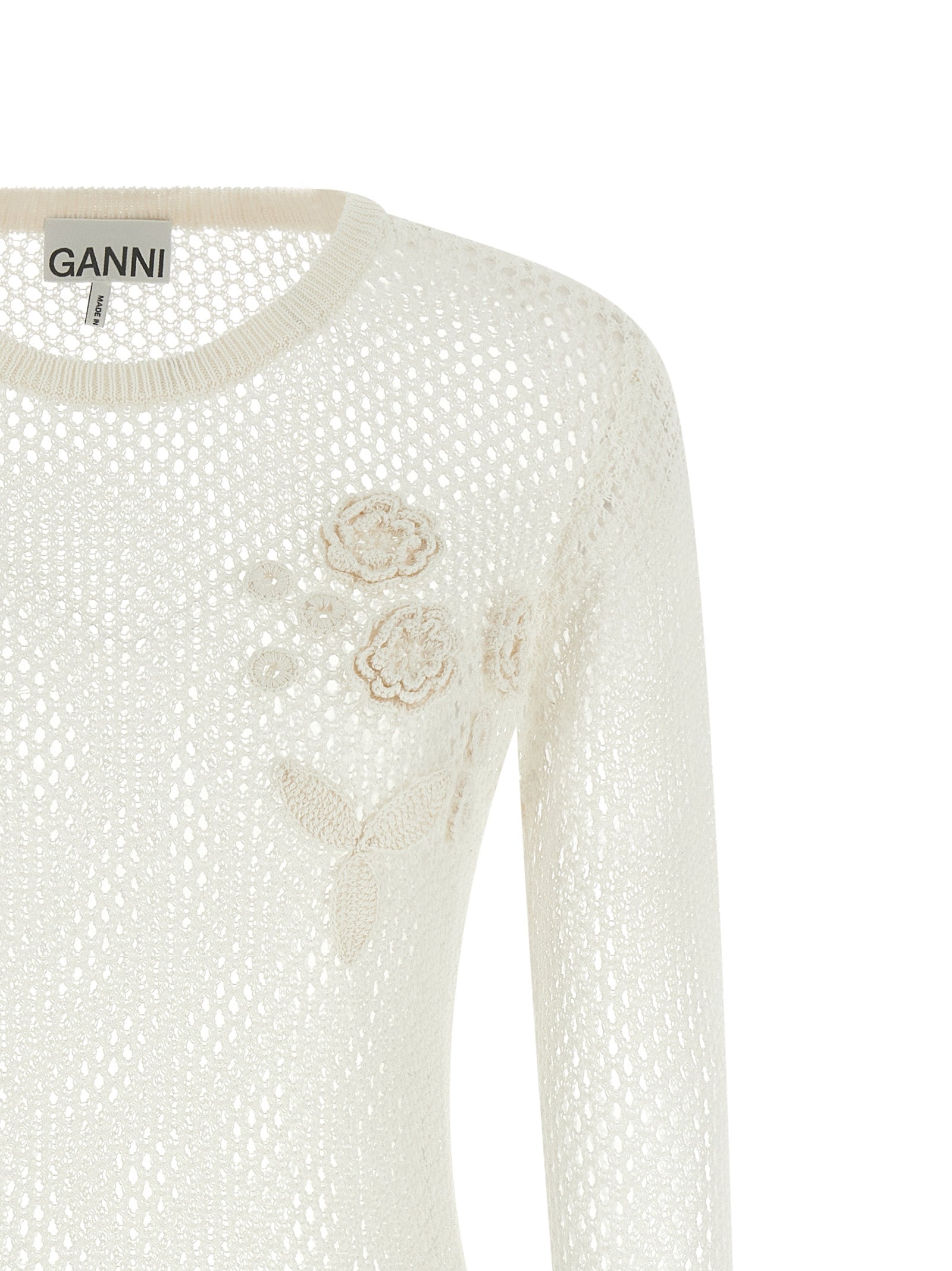 Ganni Women Pointelle Cotton Sweater GANNI