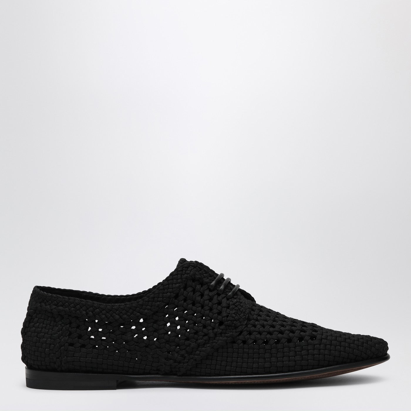 Dolce&Gabbana Black Woven Fabric Derby Men DOLCE & GABBANA