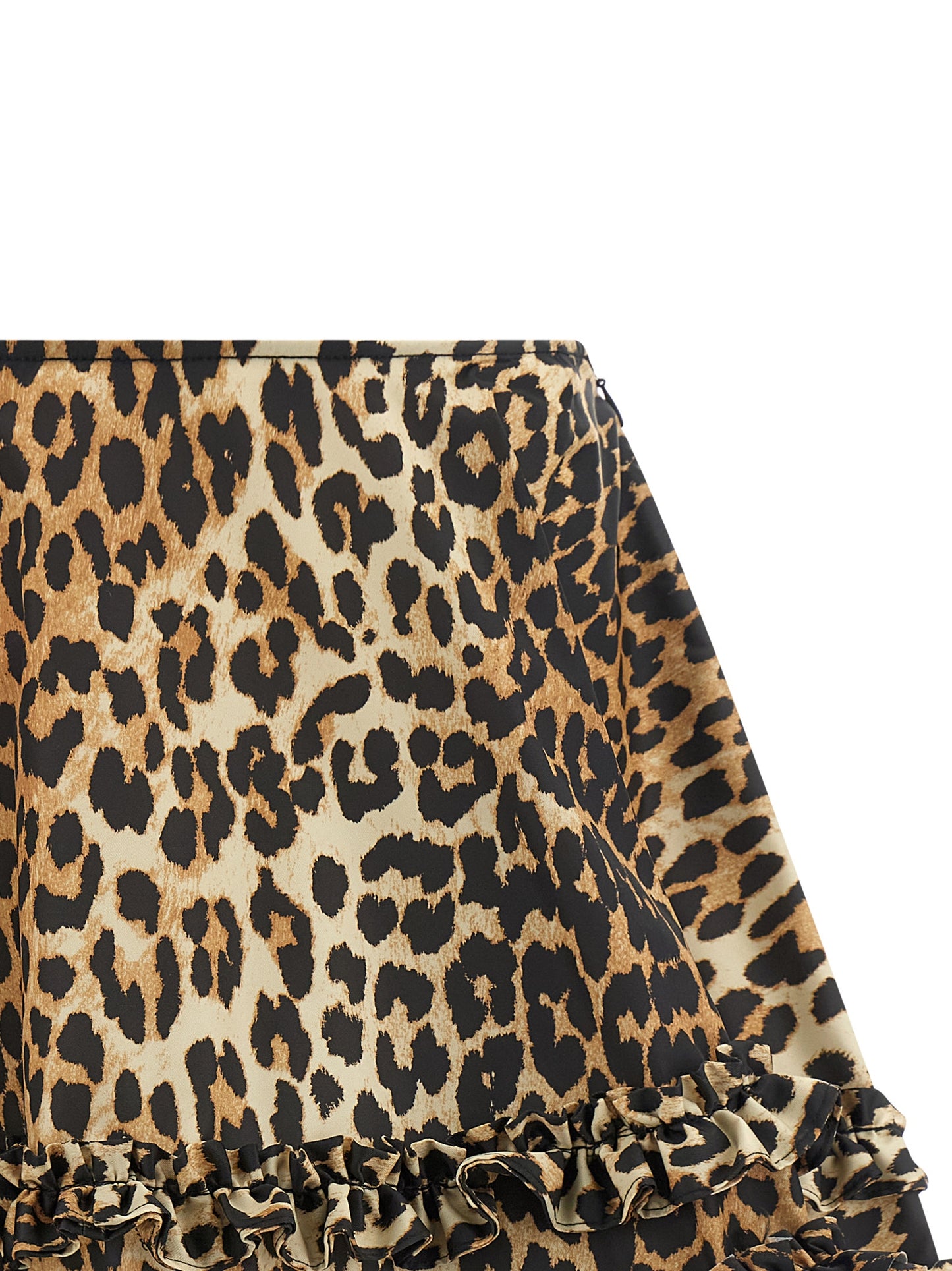 Ganni Women 'Leopard Duchesse Nylon Mini Frill' Skirt GANNI