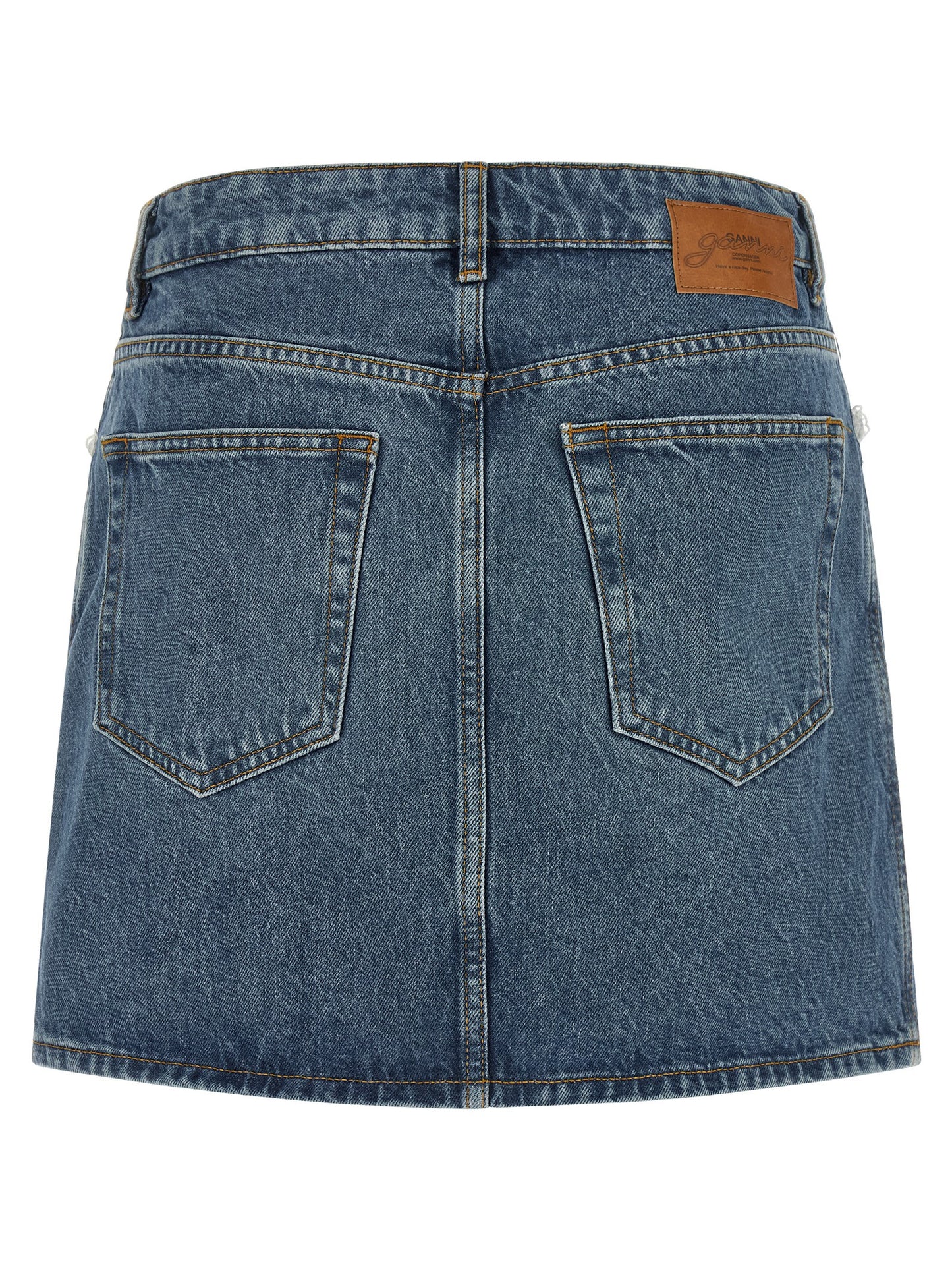 Ganni Women Denim And Lace Skirt GANNI