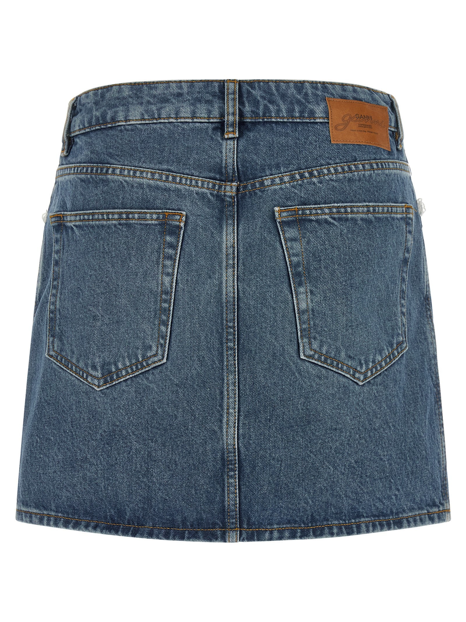 Ganni Women Denim And Lace Skirt GANNI