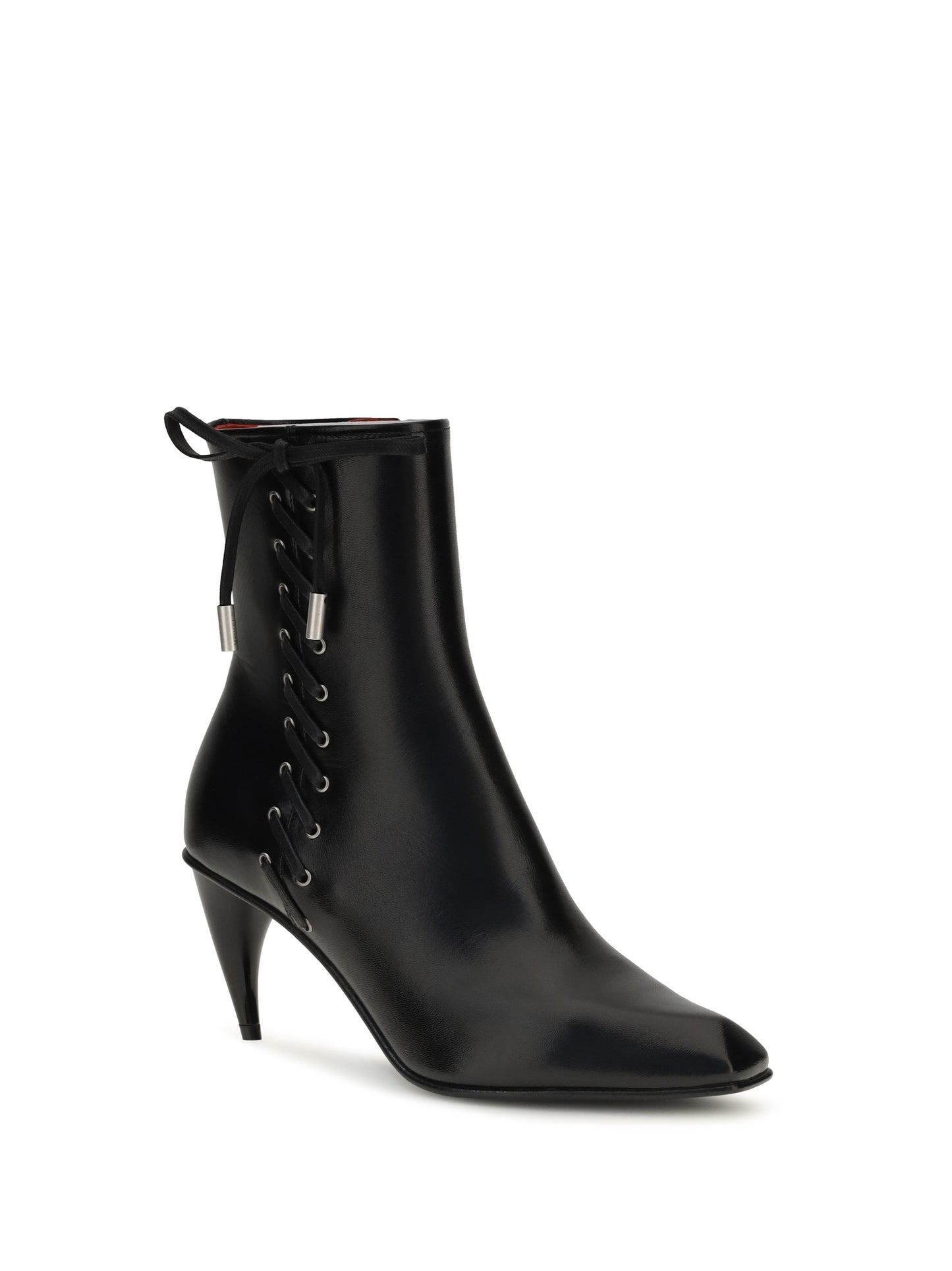 Alexander Mcqueen Women Curved-Heel Ankle Boots With Side Lacing ALEXANDER MCQUEEN