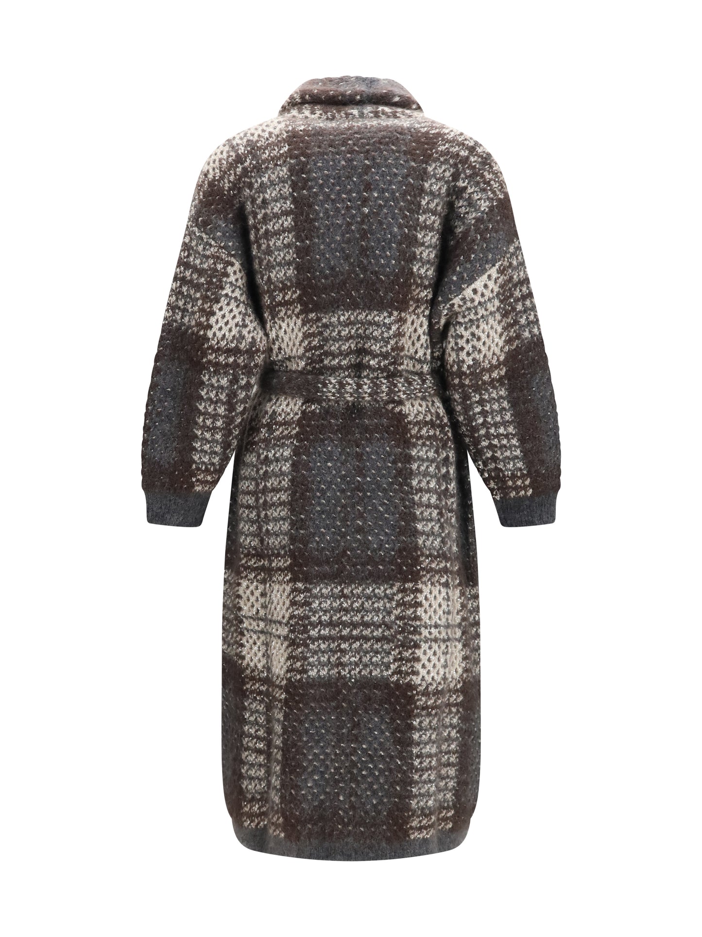 Brunello Cucinelli Women Macrocheck Mohair Blend Coat With Belt BRUNELLO CUCINELLI
