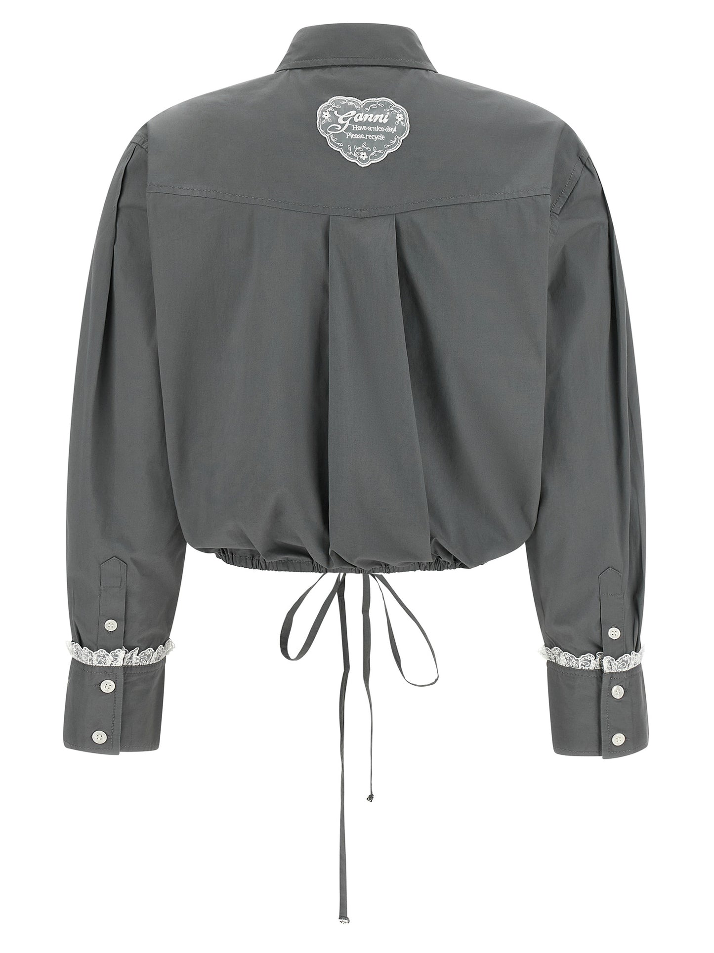 Ganni Women Cropped Shirt With Lace GANNI