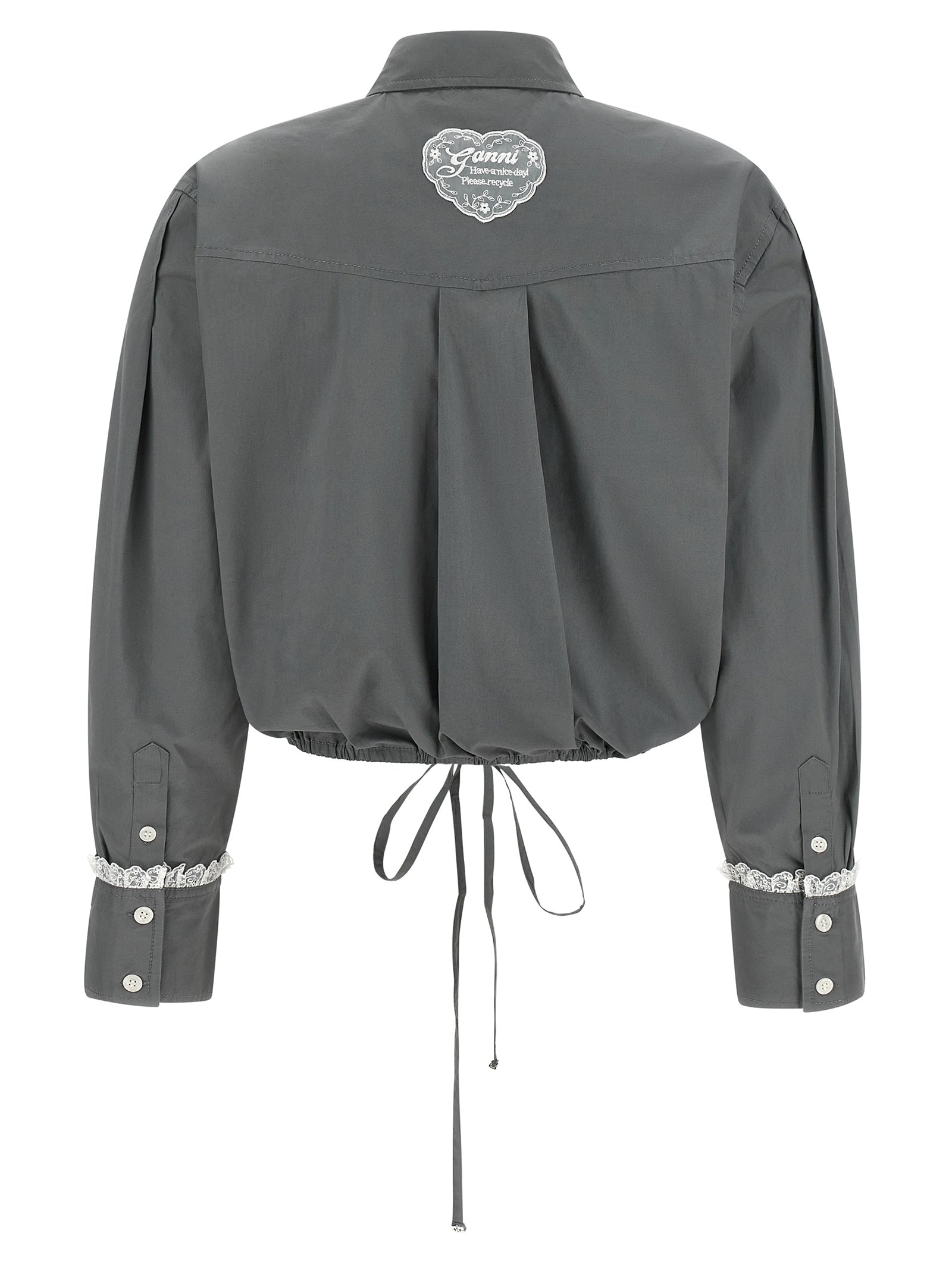 Ganni Women Cropped Shirt With Lace GANNI