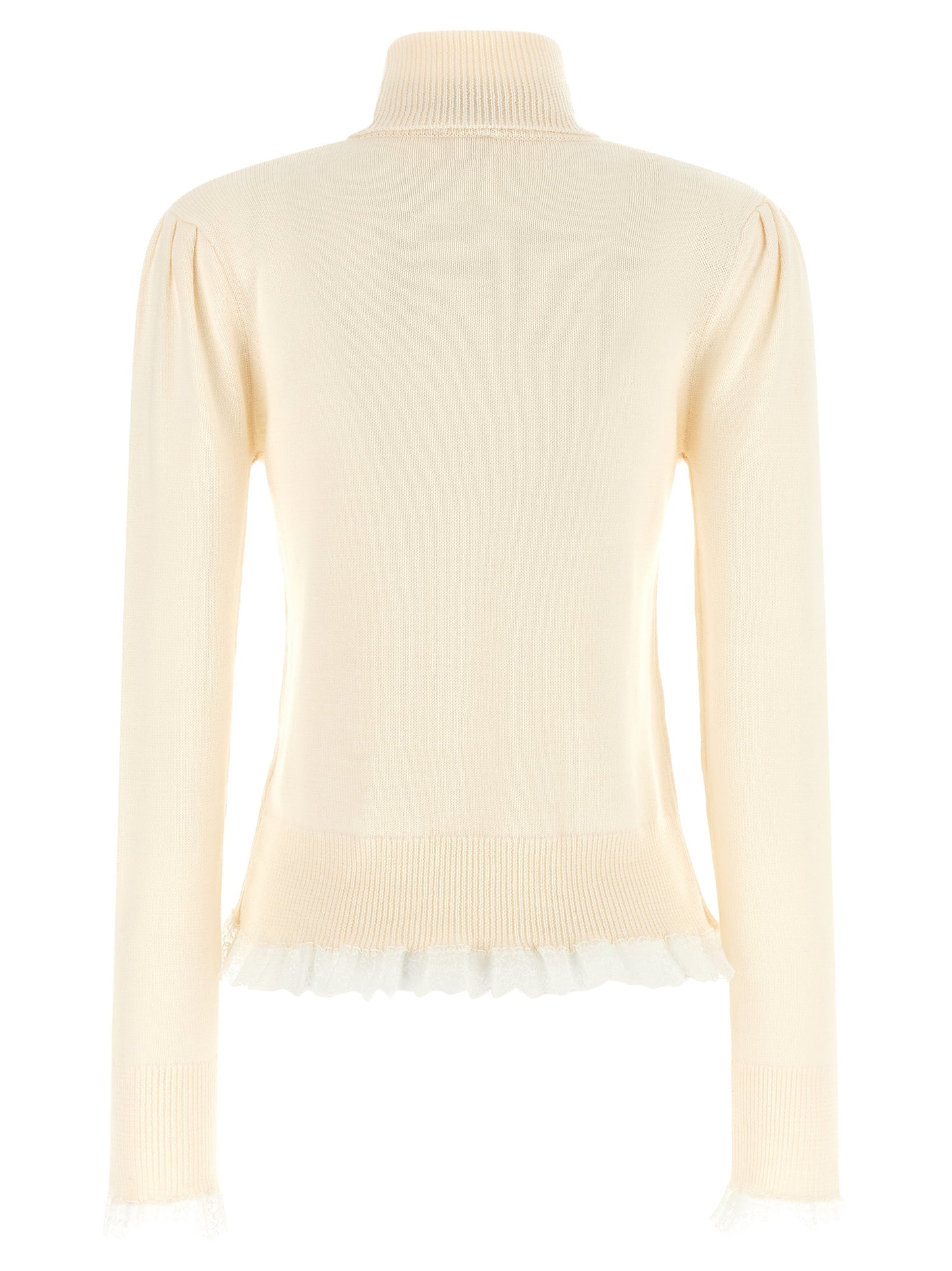 Ganni Women Ganni Turtleneck Sweater With Lace Trim GANNI