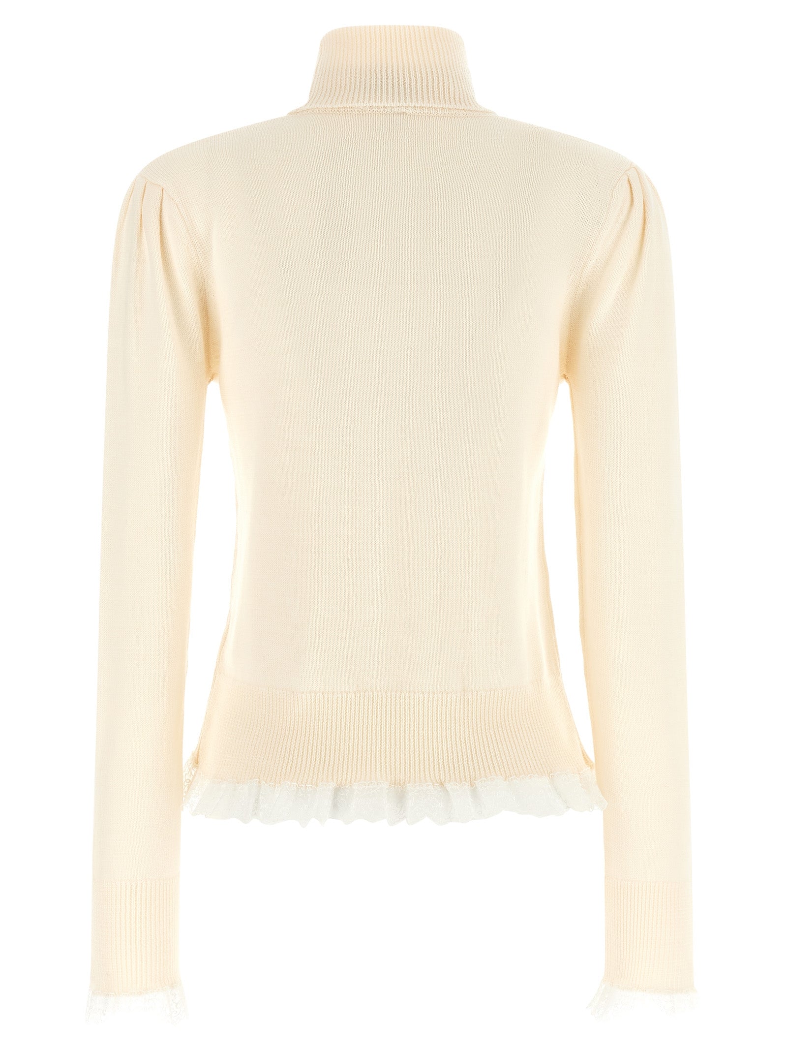Ganni Women Ganni Turtleneck Sweater With Lace Trim GANNI
