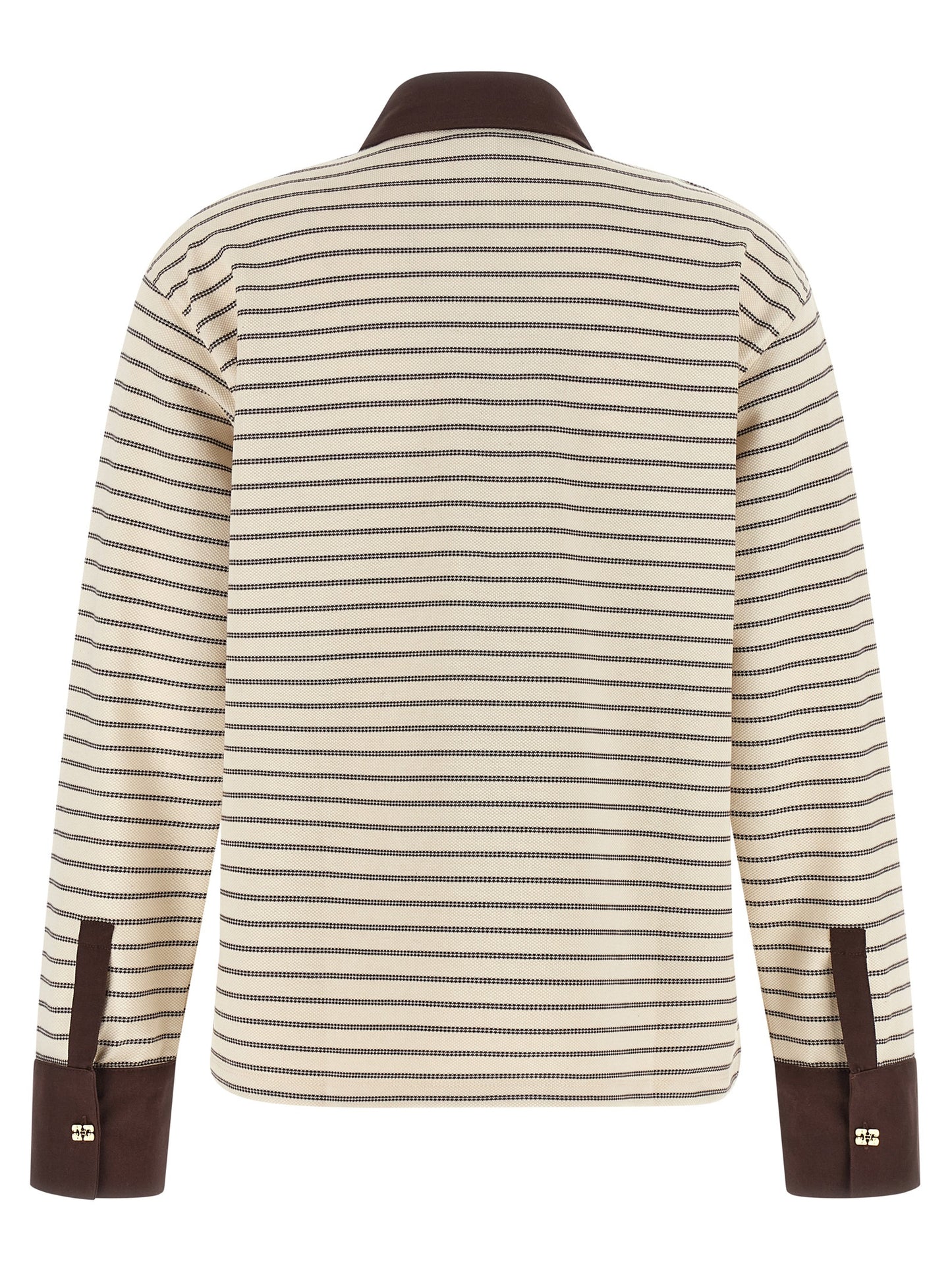 Ganni Women Striped Cotton Polo Shirt GANNI