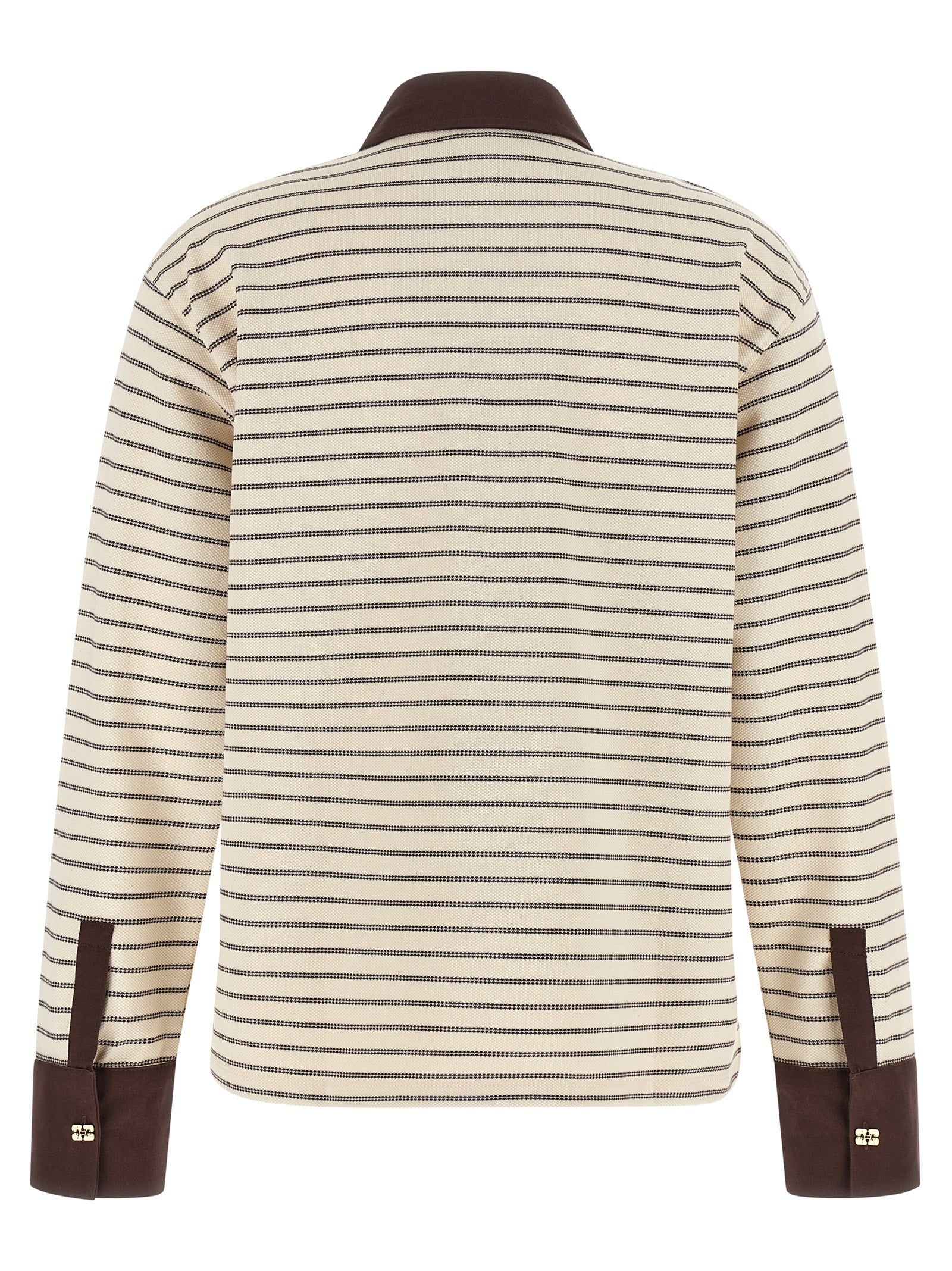 Ganni Women Striped Cotton Polo Shirt GANNI