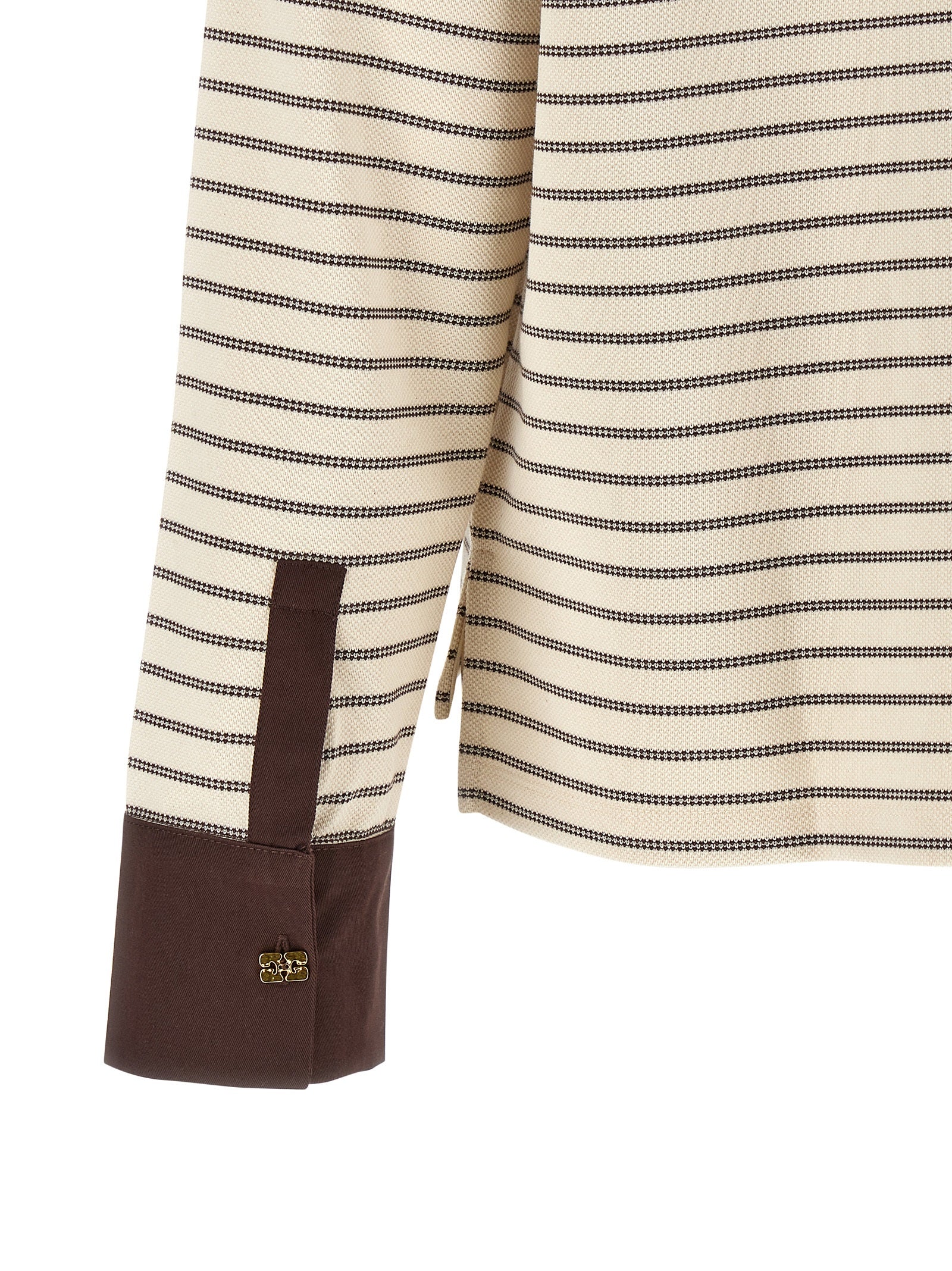 Ganni Women Striped Cotton Polo Shirt GANNI