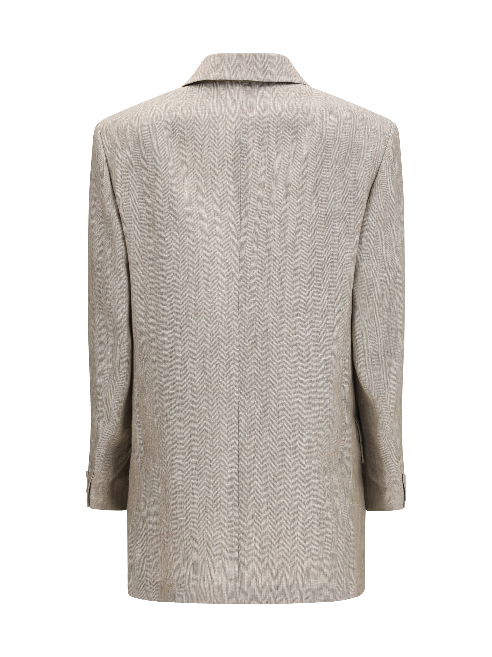 Max Mara Women Olimpia Double-Breasted Chevron Linen Blazer MAX MARA