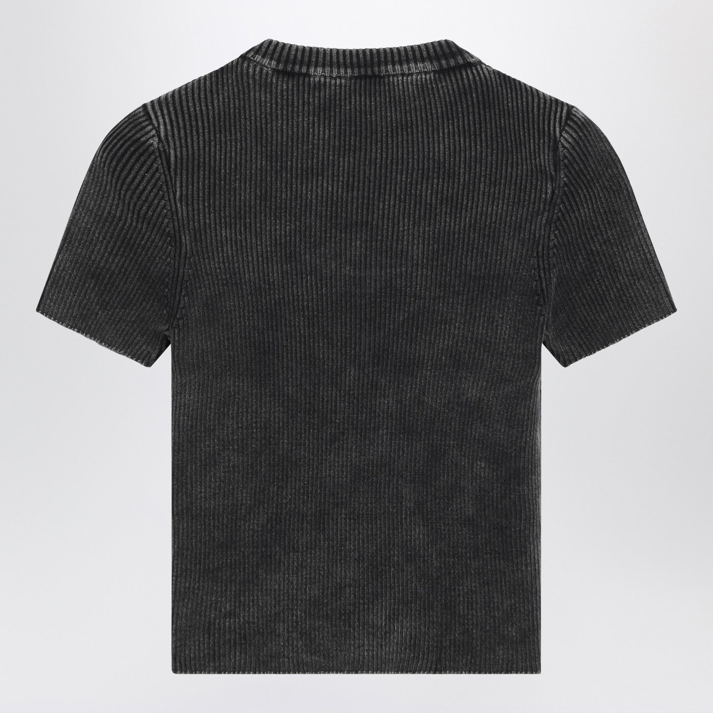 Diesel Cropped Washed Black T-Shirt With Metallic Oval D Women DIESEL