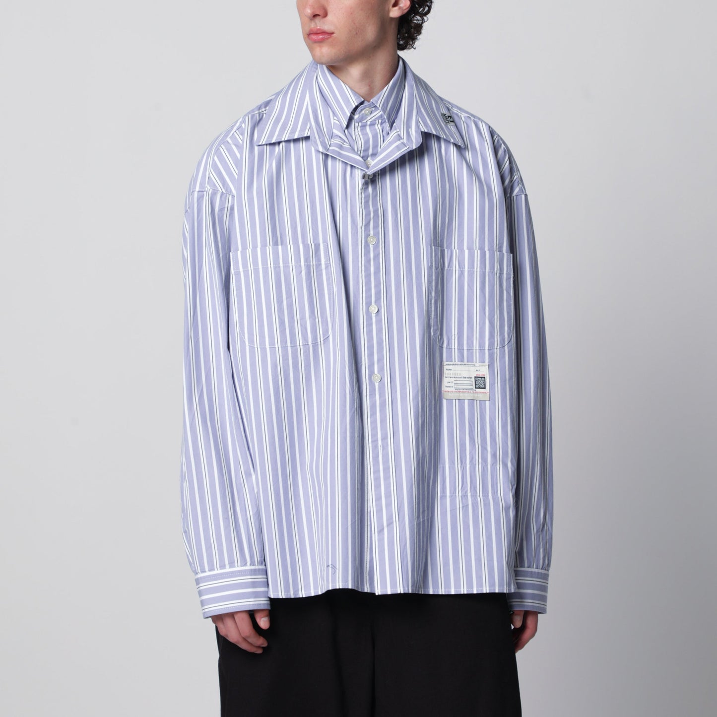 Maison Mihara Yasuhiro Double-Layer Cotton Shirt In Light Blue Stripes Men MAISON MIHARA YASUHIRO