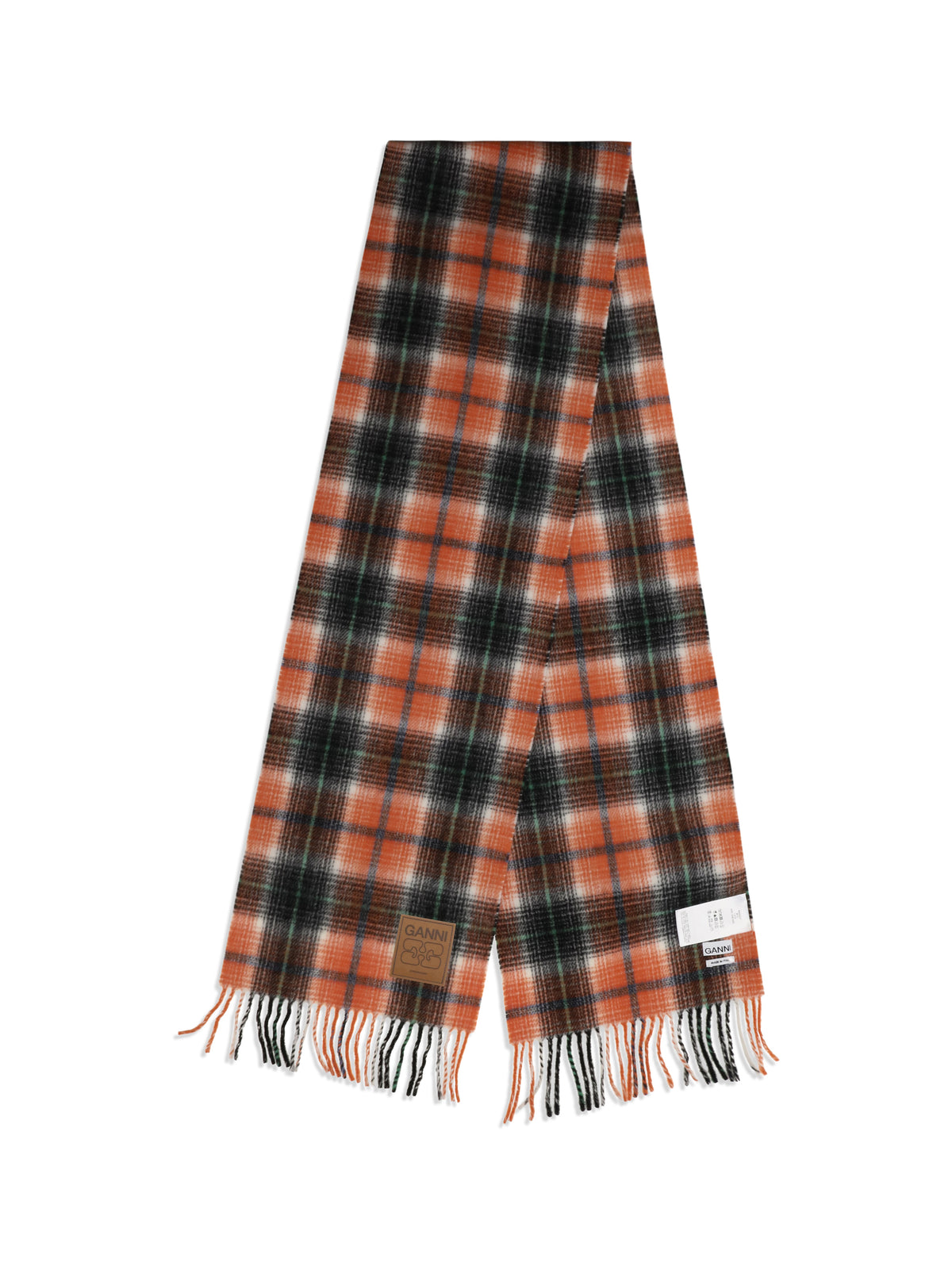 Ganni Women Checked Wool Scarf GANNI