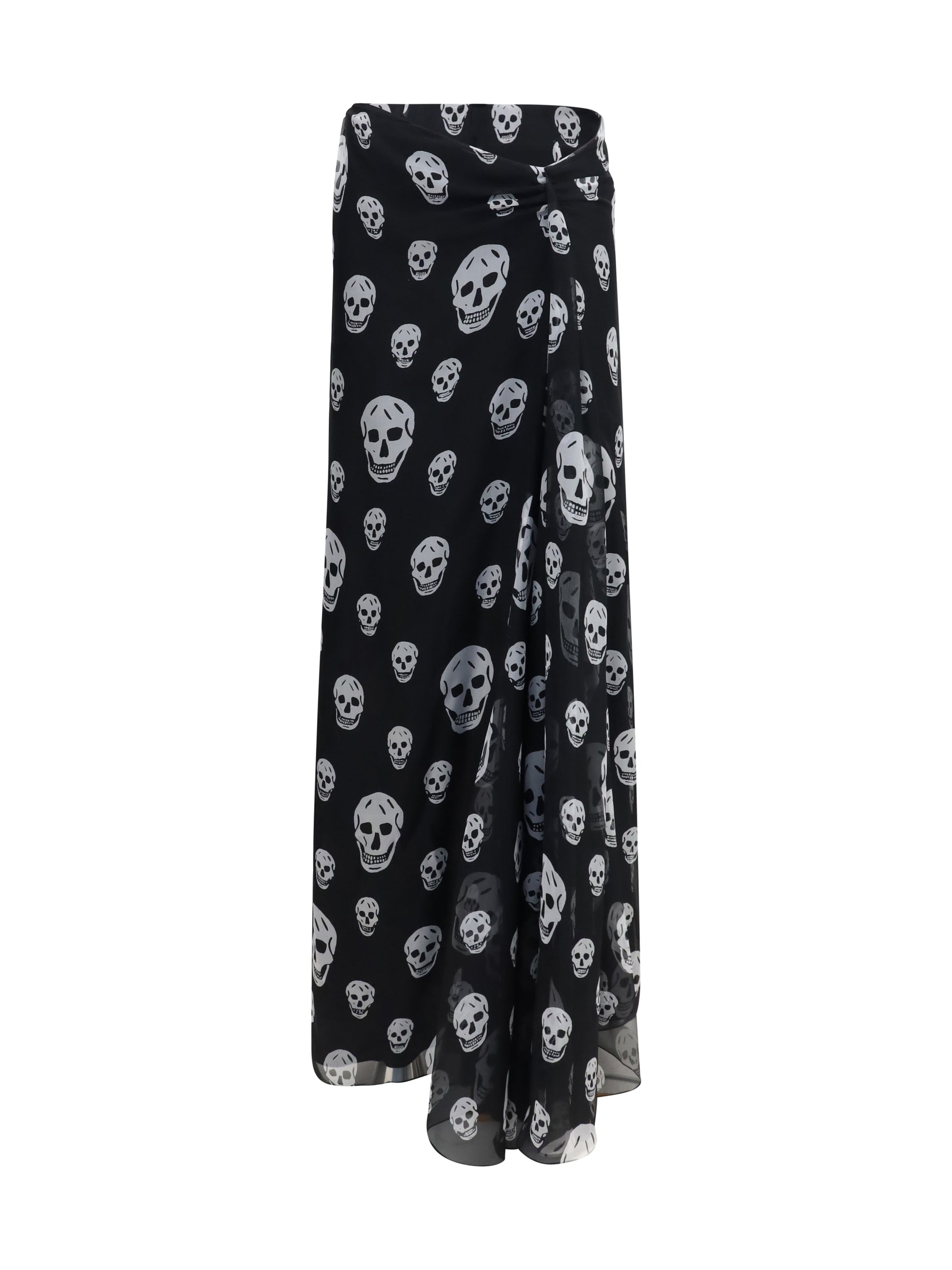 Alexander Mcqueen Women Draped Long Skull Skirt ALEXANDER MCQUEEN