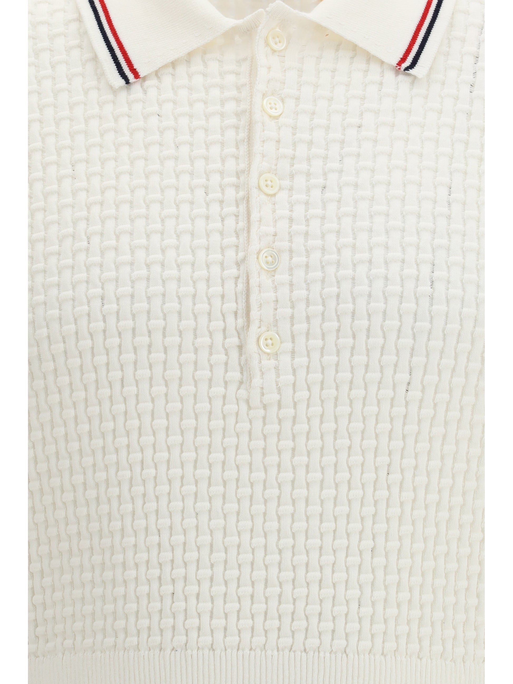 Thom Browne Men Woven Cotton Polo THOM BROWNE