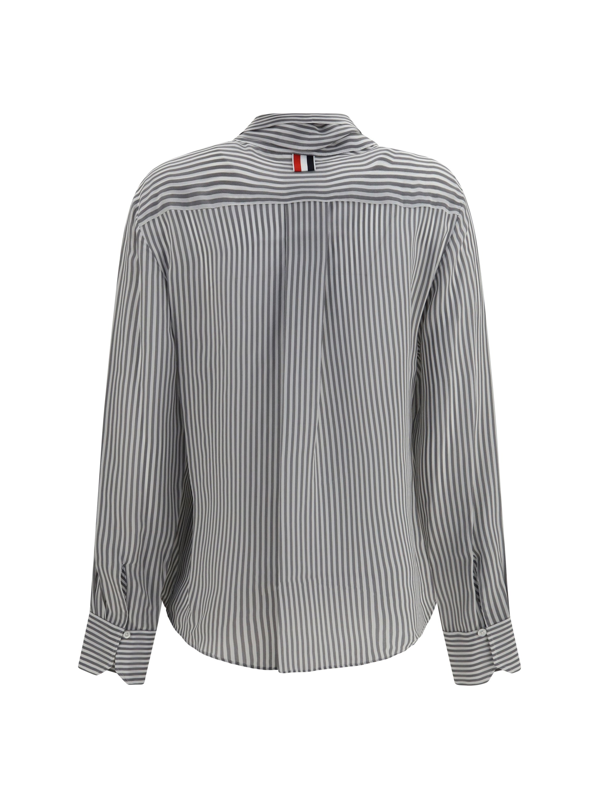 Thom Browne Women Striped Silk Shirt With Removable Collar THOM BROWNE