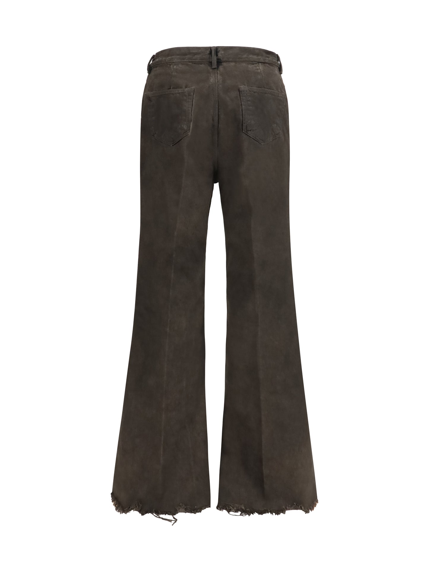 Rick Owens Men Flared Frayed Hem Cotton Jeans RICK OWENS