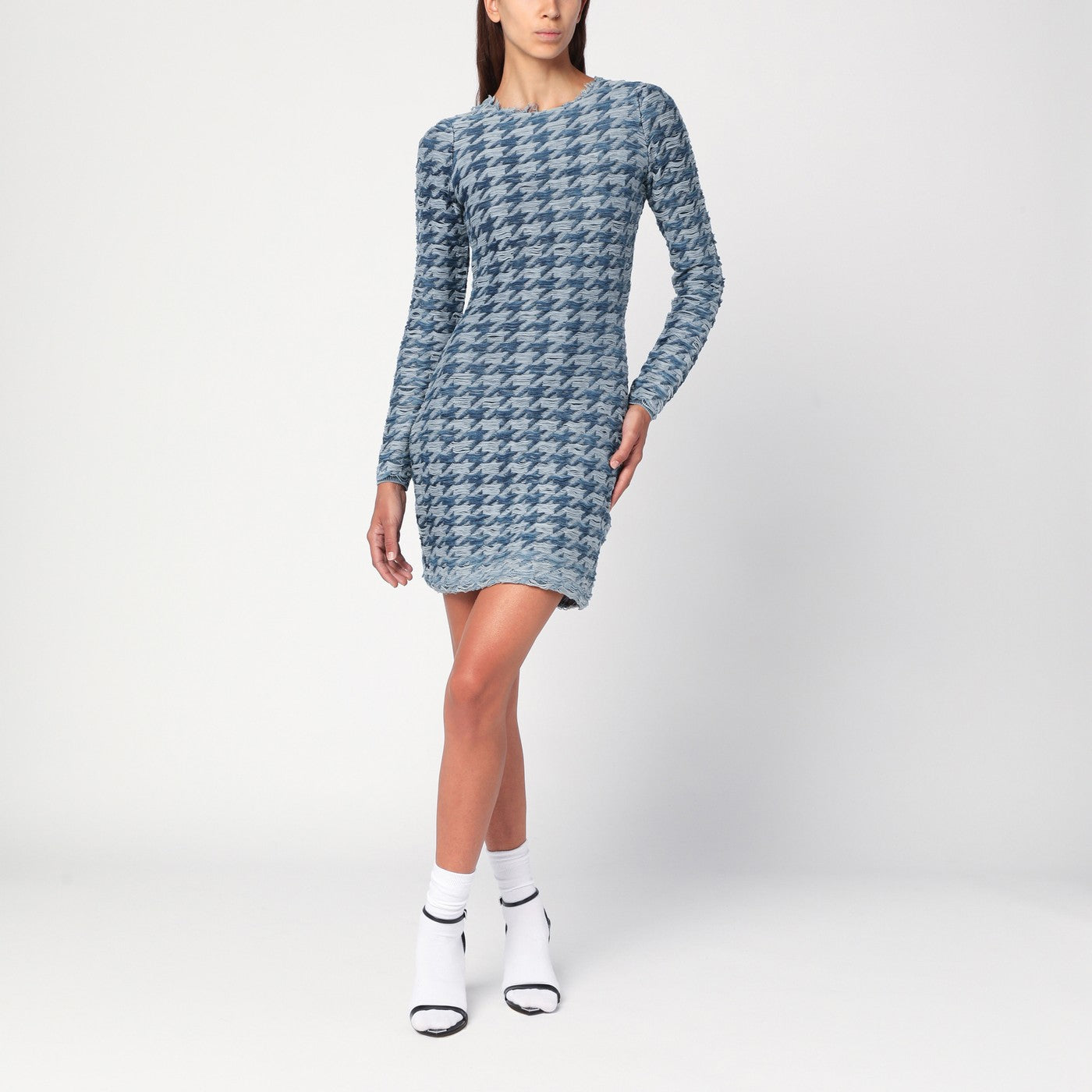 Diesel Blue/Light Grey Patterned Dress Women DIESEL