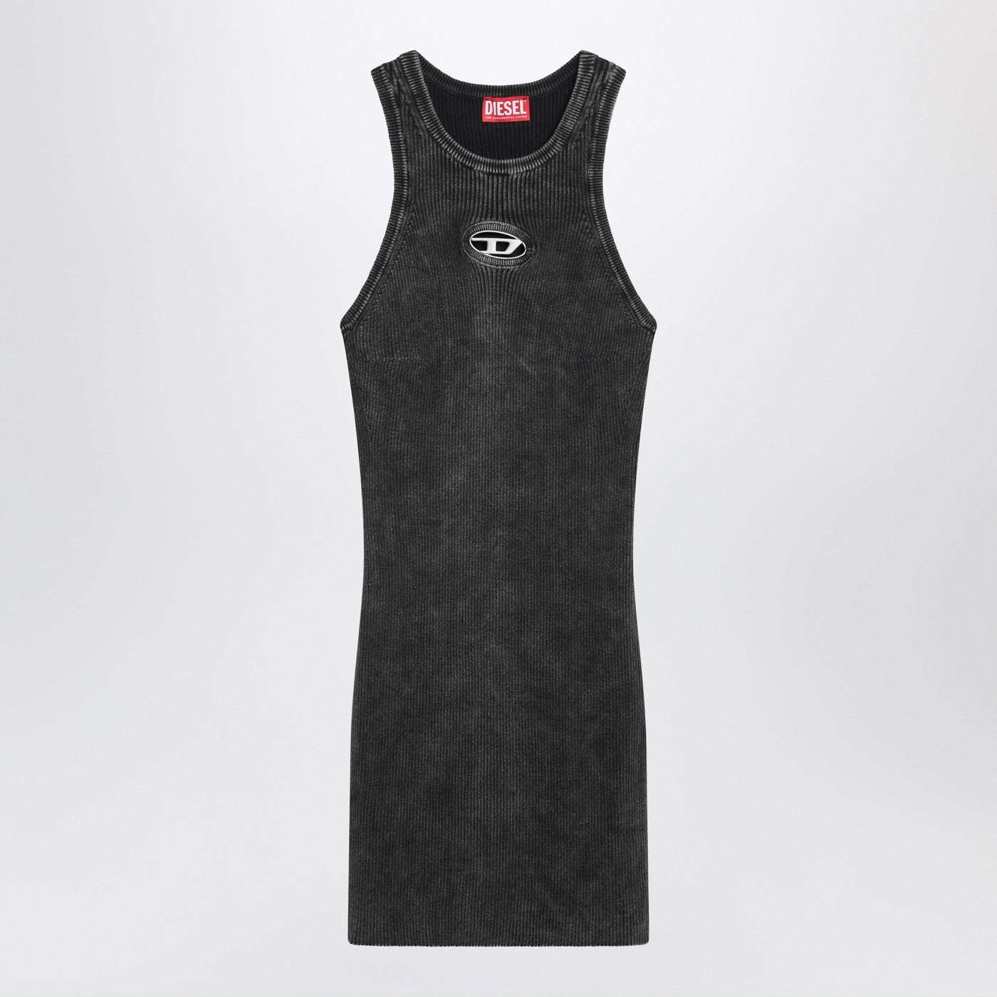 Diesel Washed Black Dress With Metallic Oval D Women DIESEL