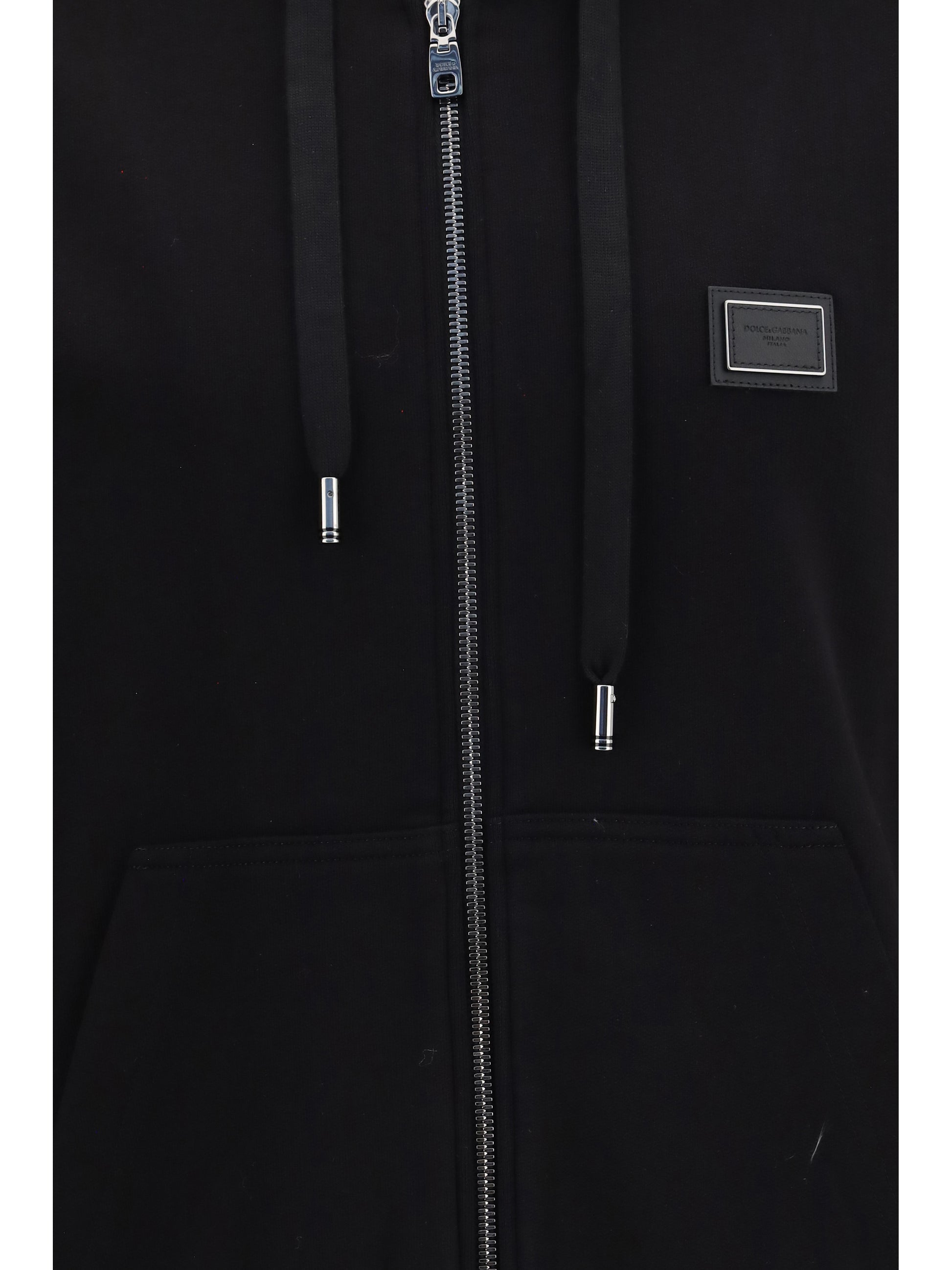 Dolce & Gabbana Men Cotton Hoodie With Dg Plaque DOLCE & GABBANA