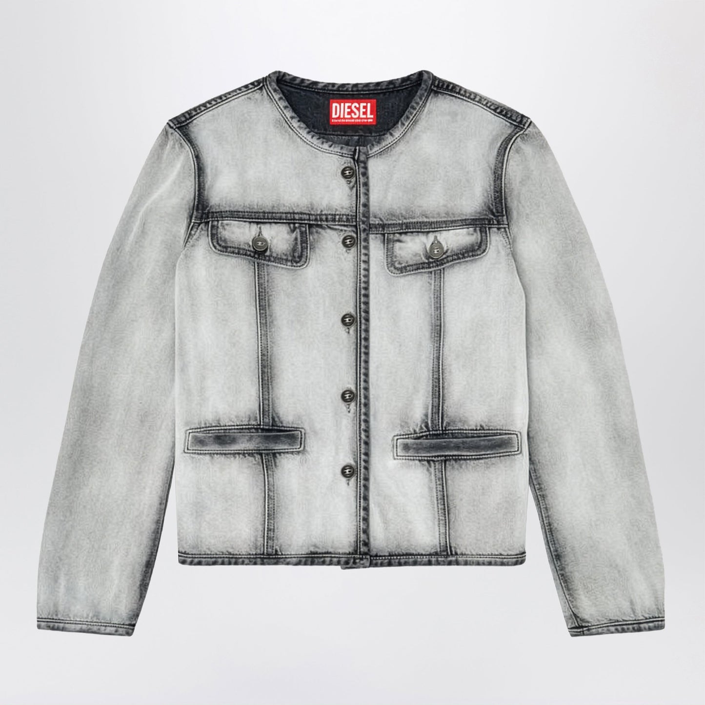 Diesel Grey De-Grafy Skeleton Denim Jacket Women DIESEL